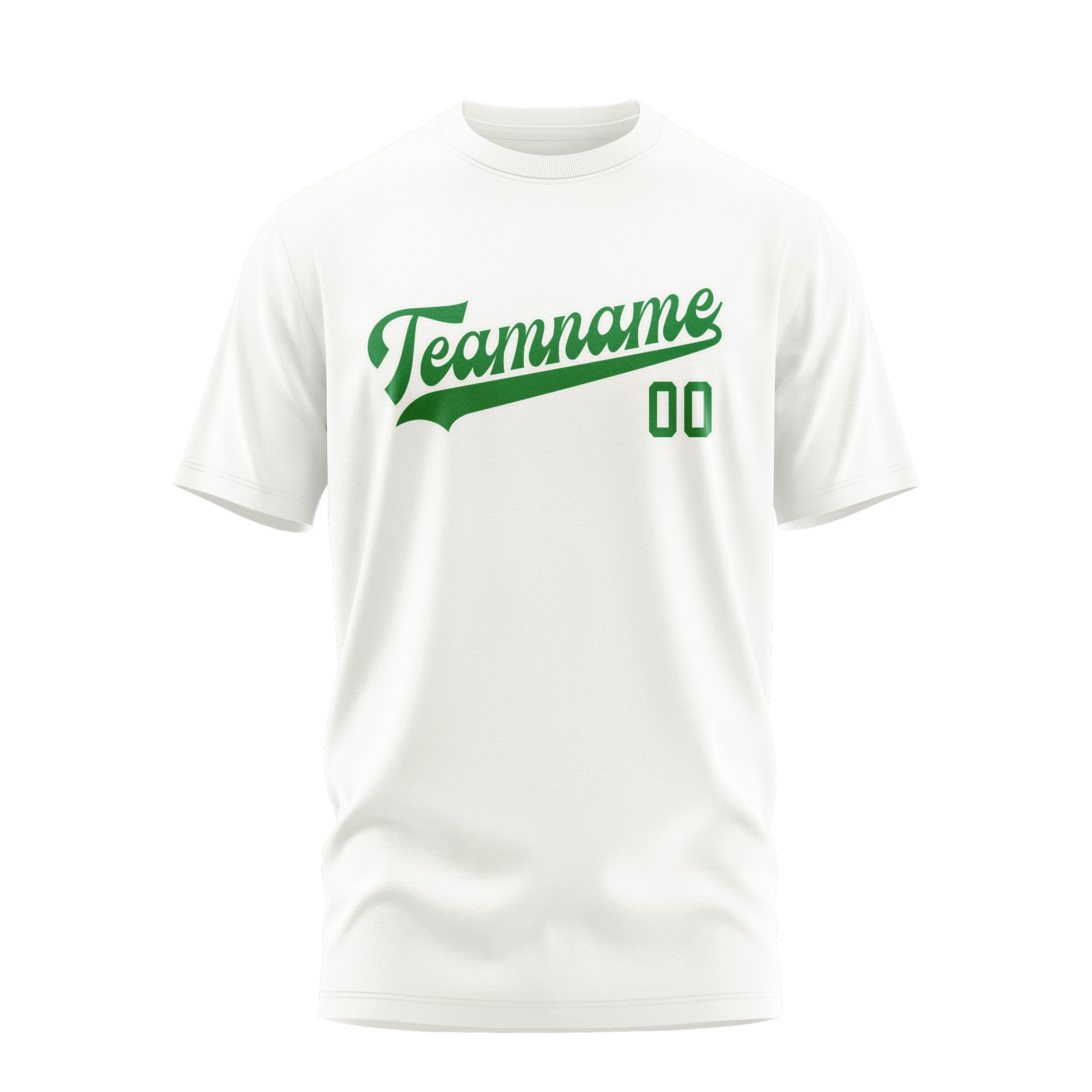 Custom White Emerald Green T-Shirt