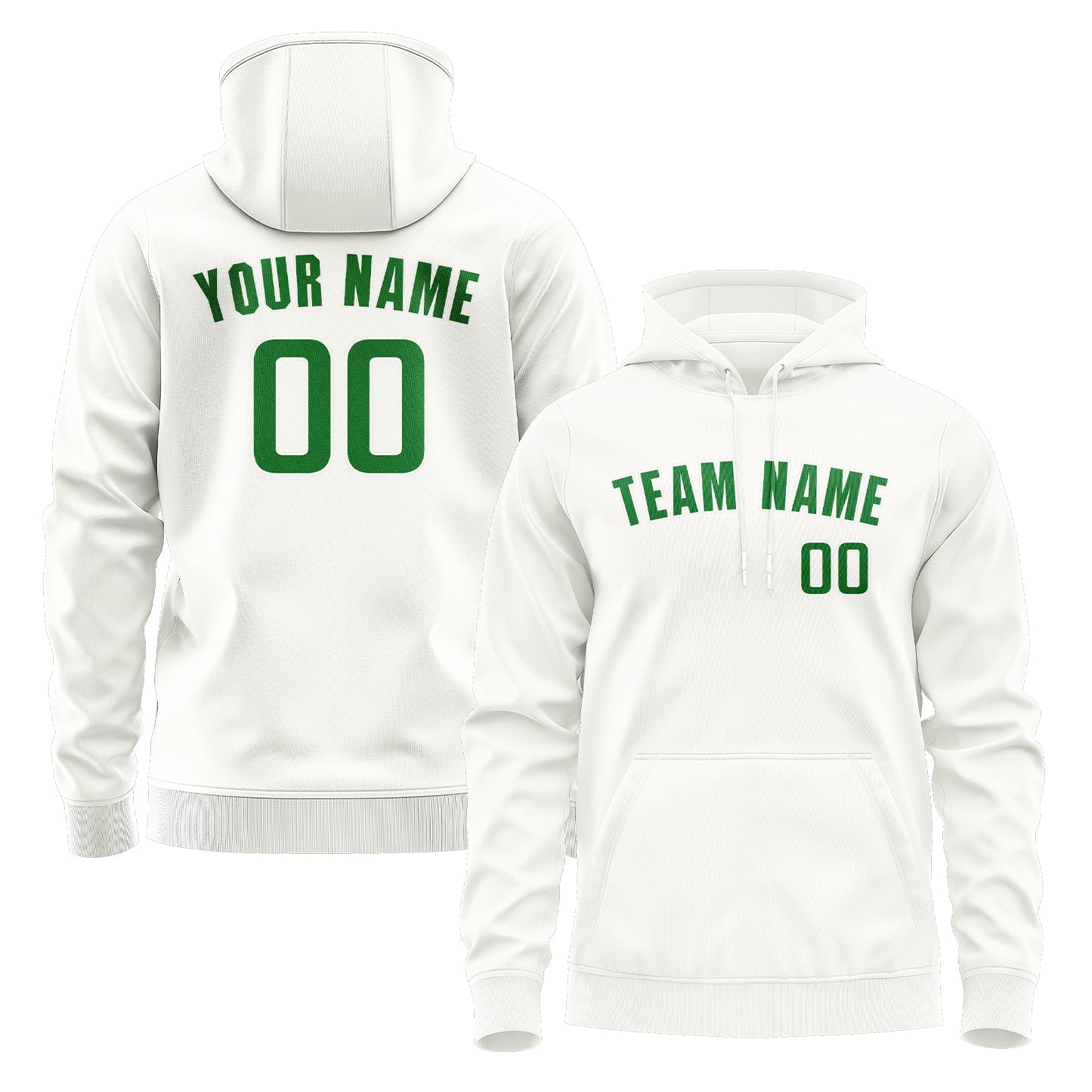 Custom White Emerald Green Hoodie