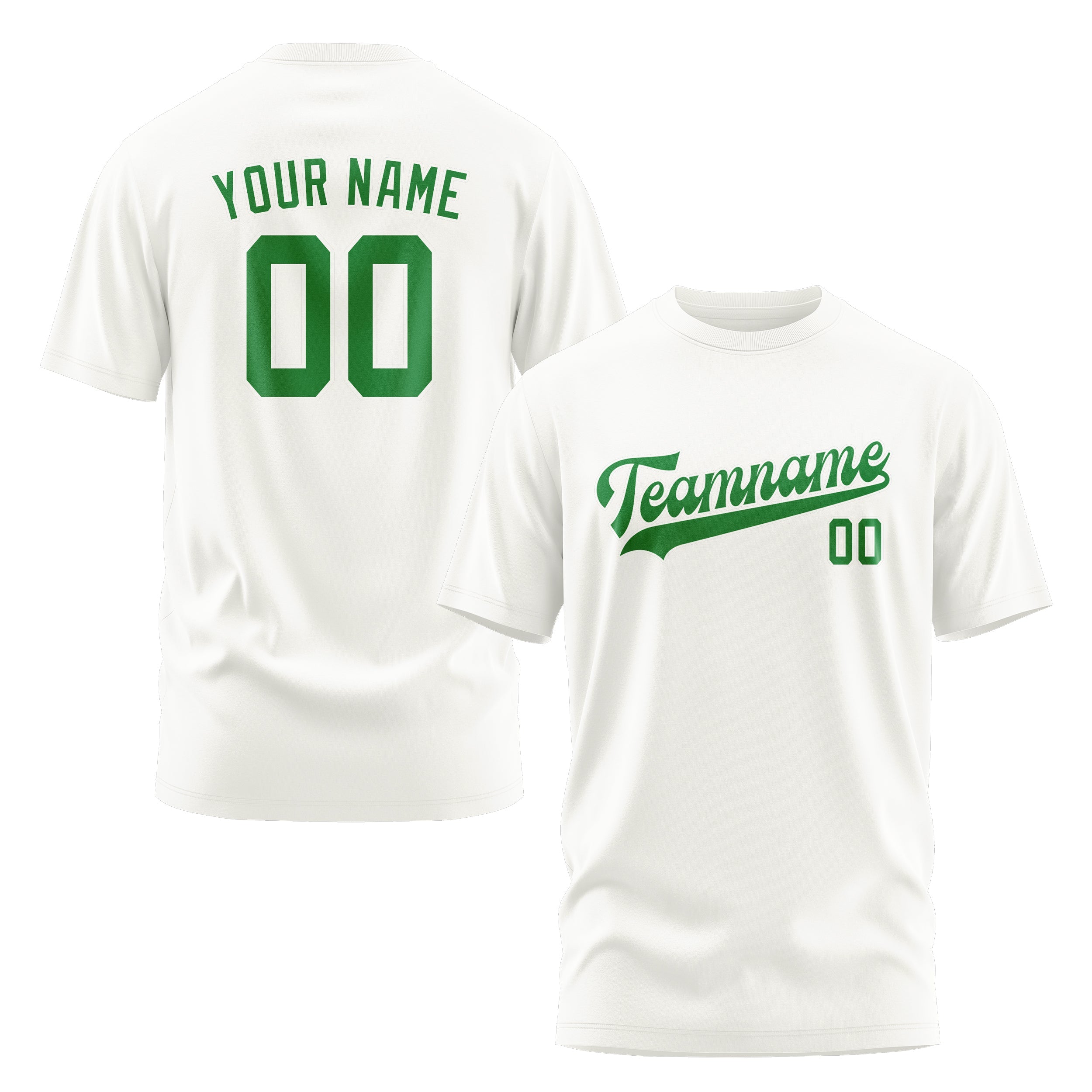 Custom White Emerald Green T-Shirt