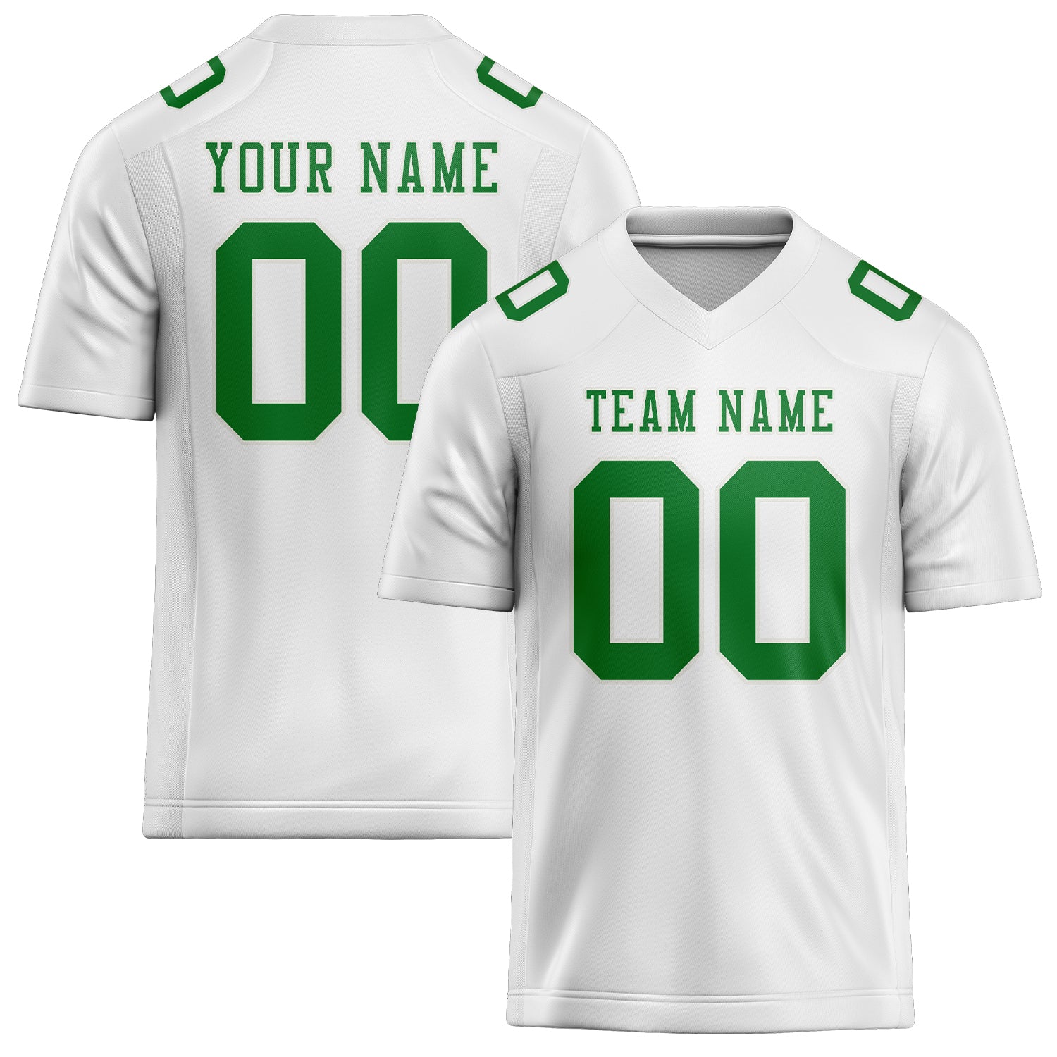 Custom White Emerald Green Football Jersey