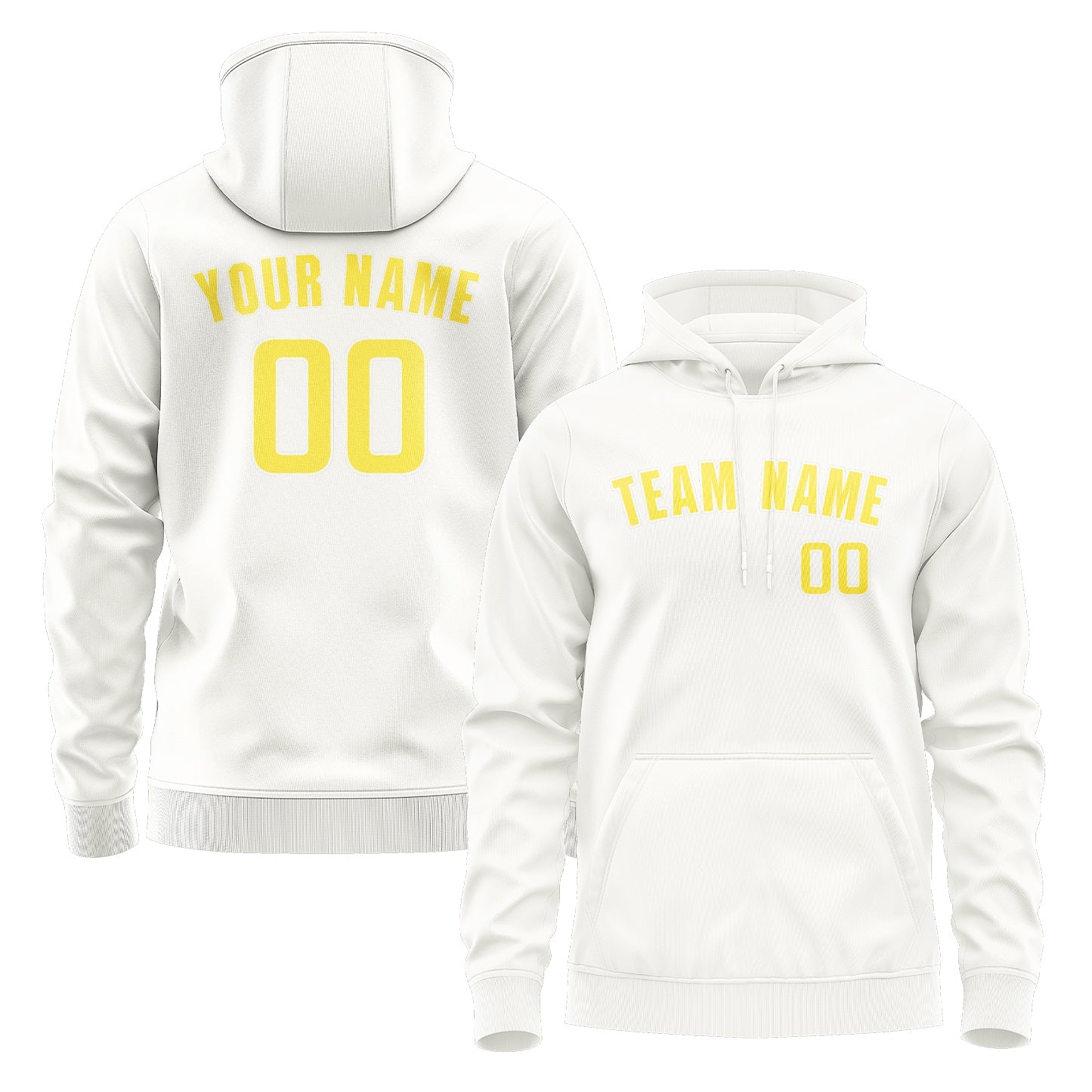 Custom White Light Yellow Hoodie