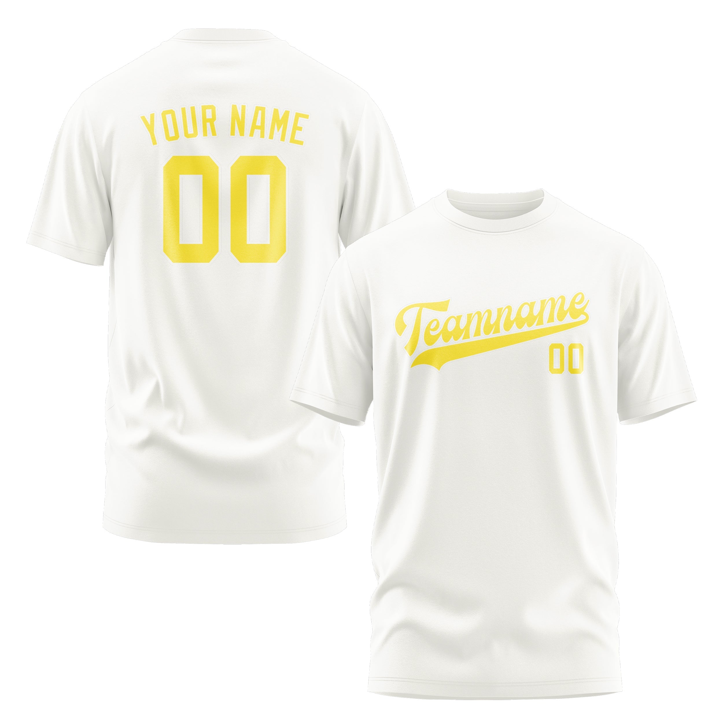 Custom White Light Yellow T-Shirt