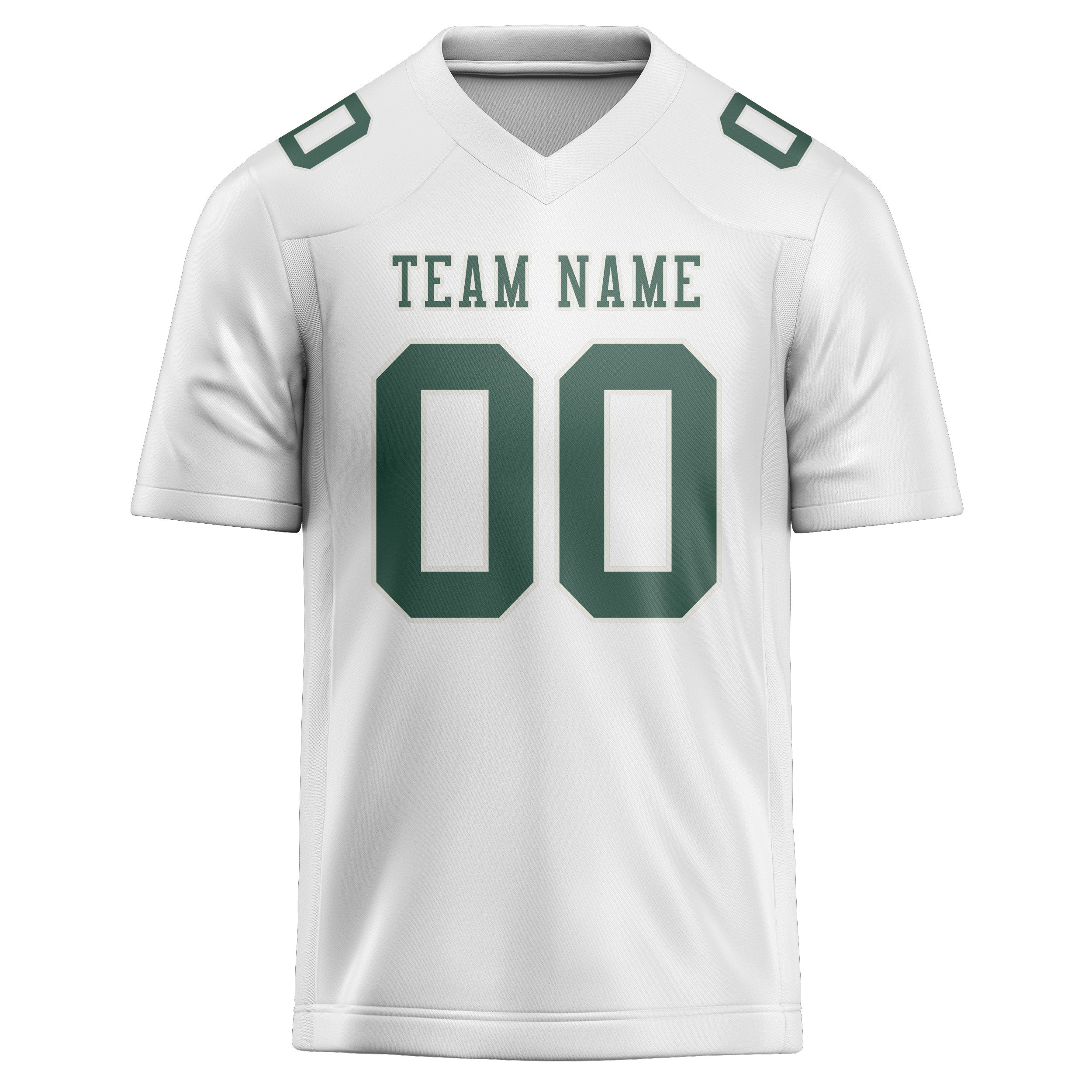 Custom White Blue Green Football Jersey