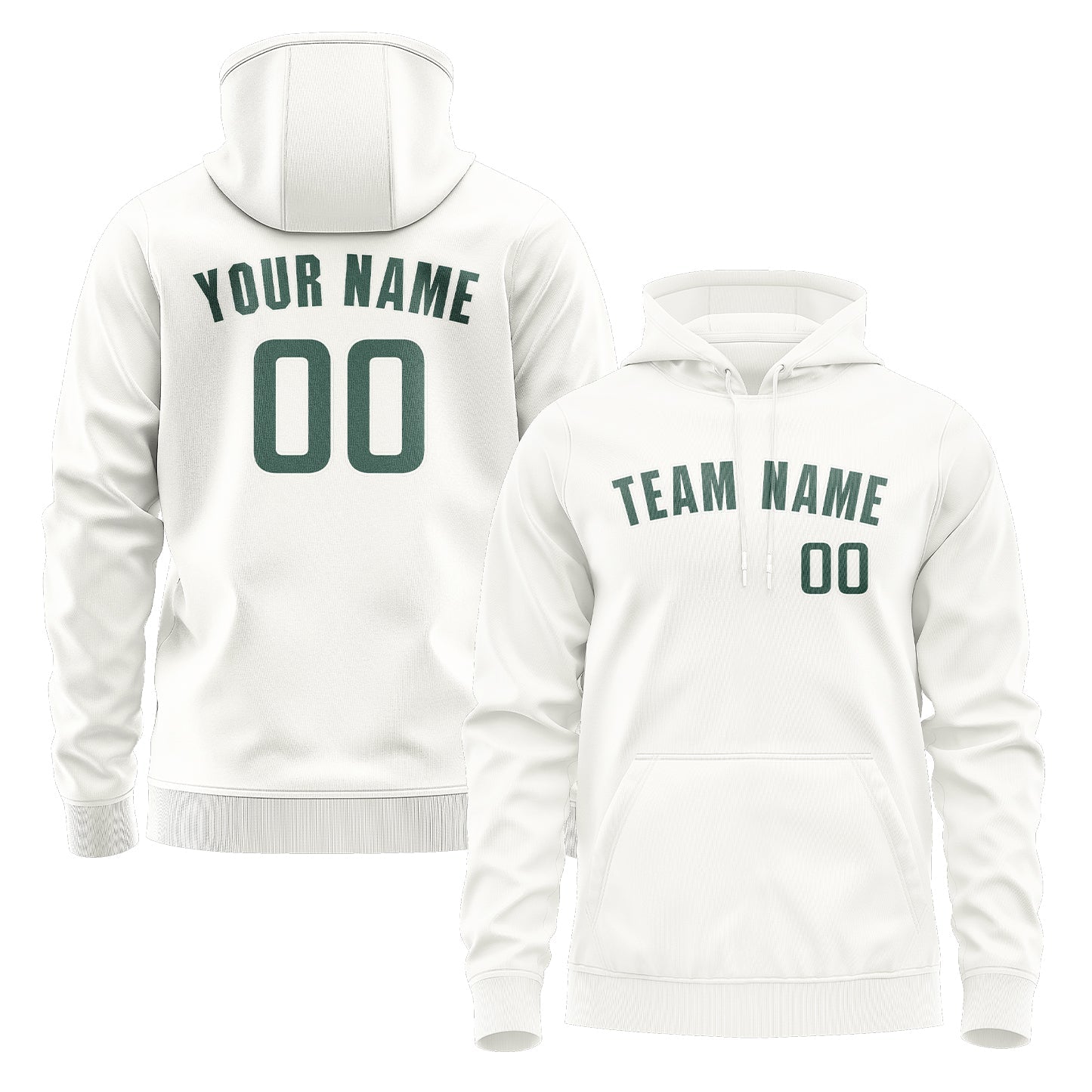 Custom White Blue Green Hoodie