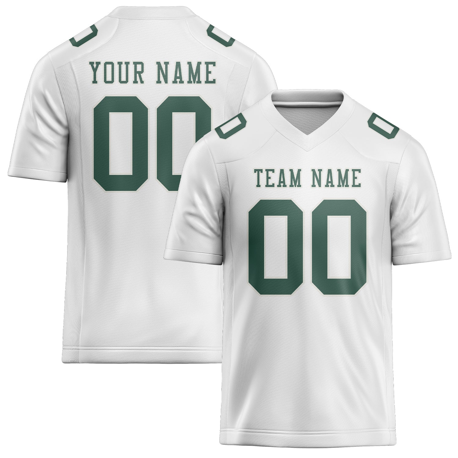 Custom White Blue Green Football Jersey