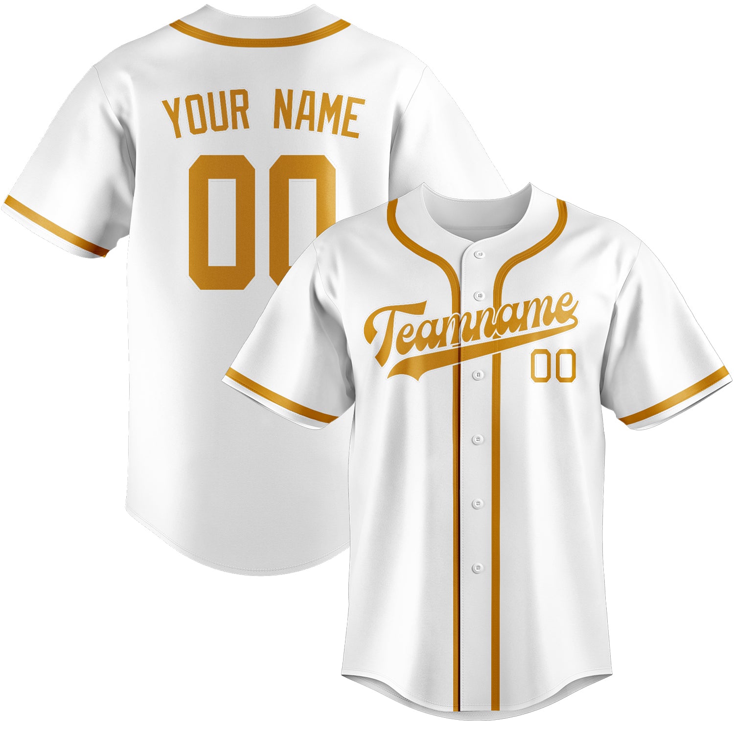 Custom White Yellow Baseball Jersey