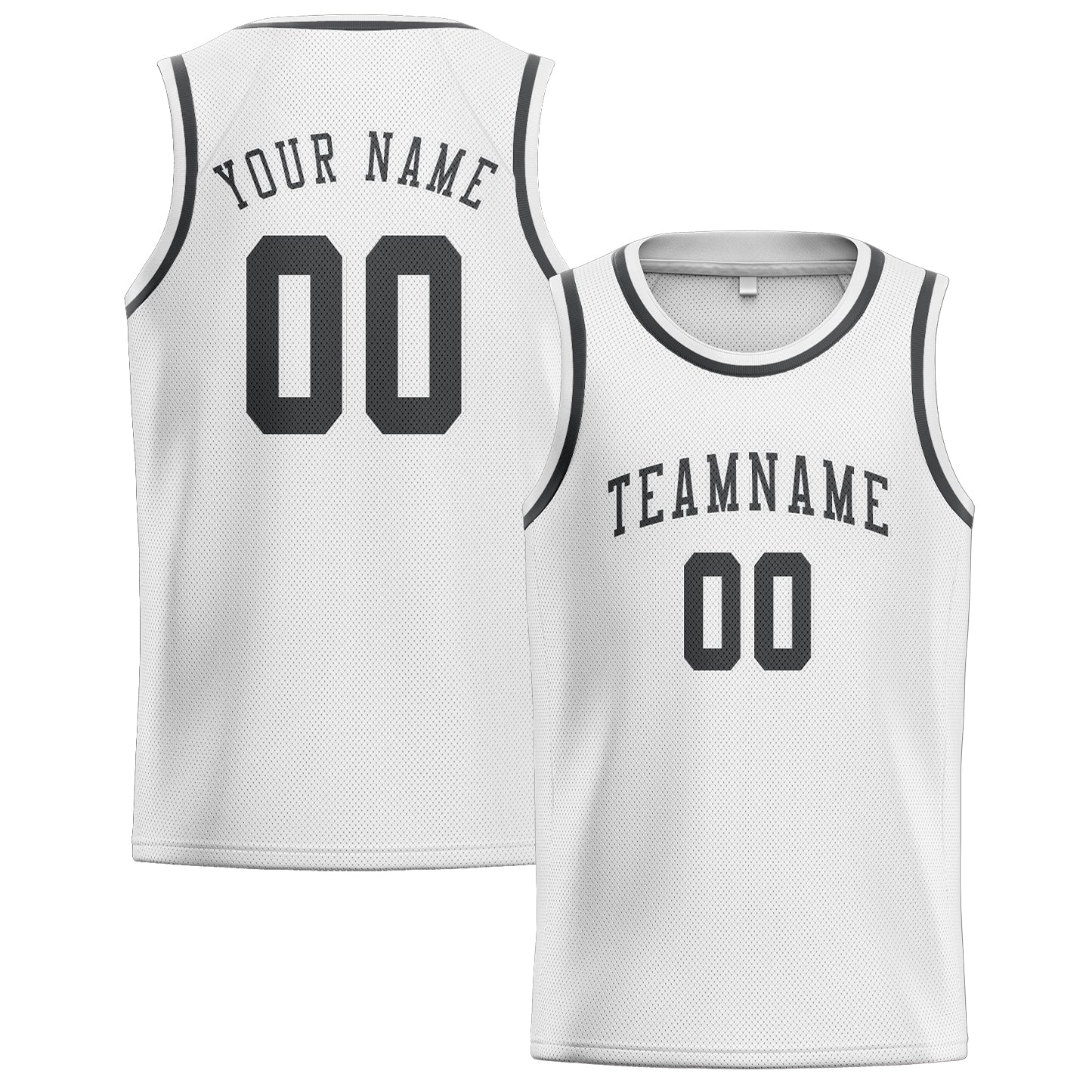 Custom White Dark Grey Basketball Jersey