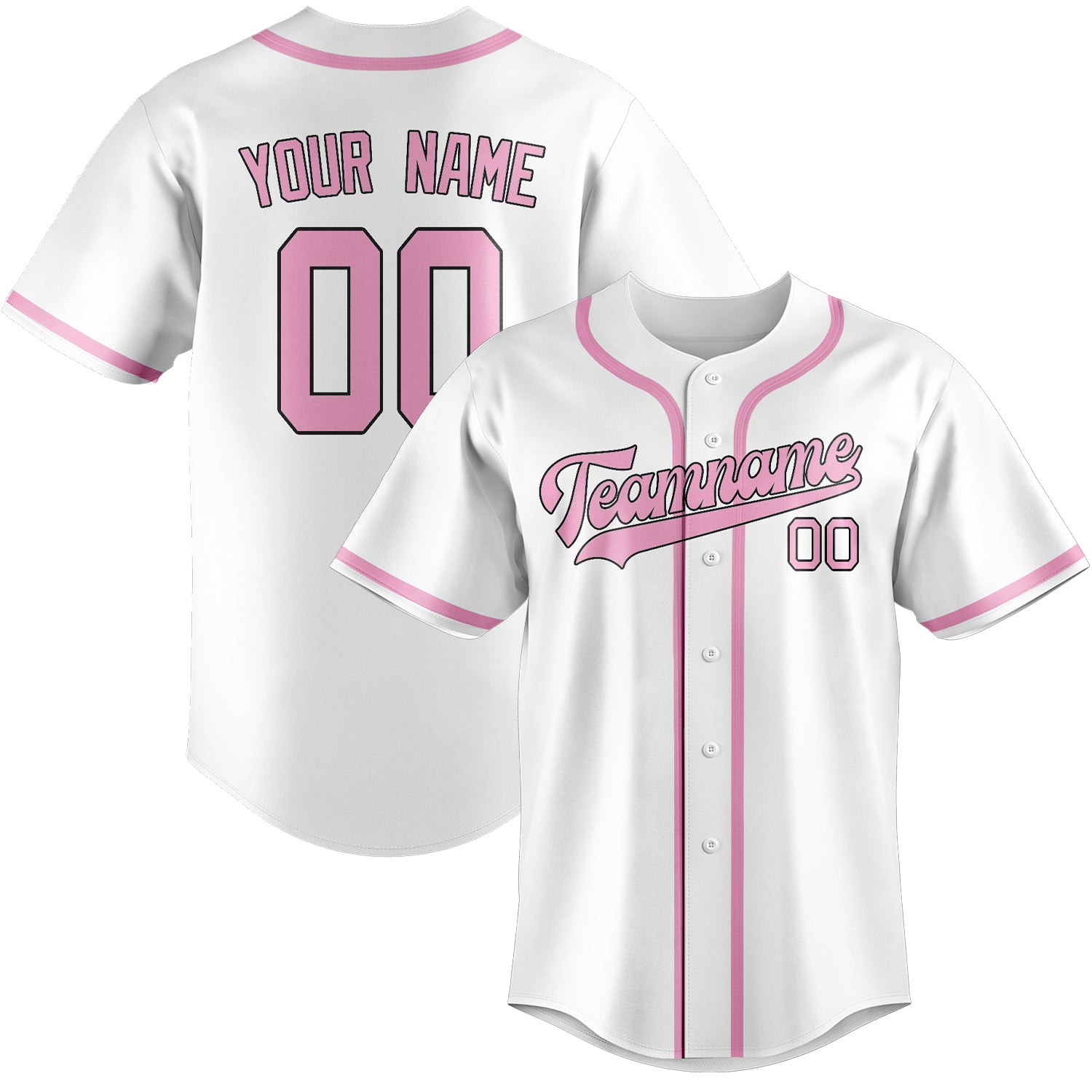 Custom White Light Pink Baseball Jersey