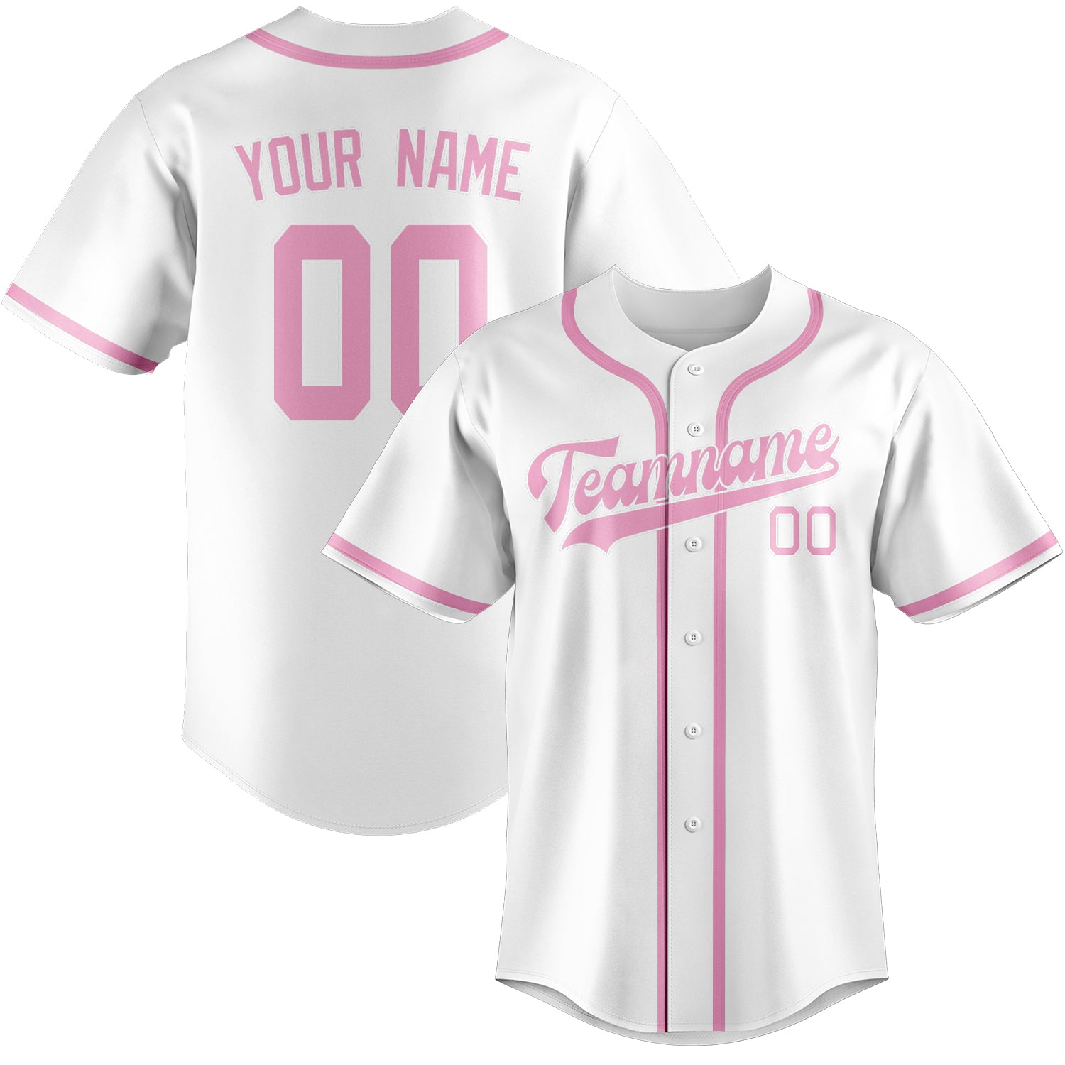 Custom White Light Pink Baseball Jersey