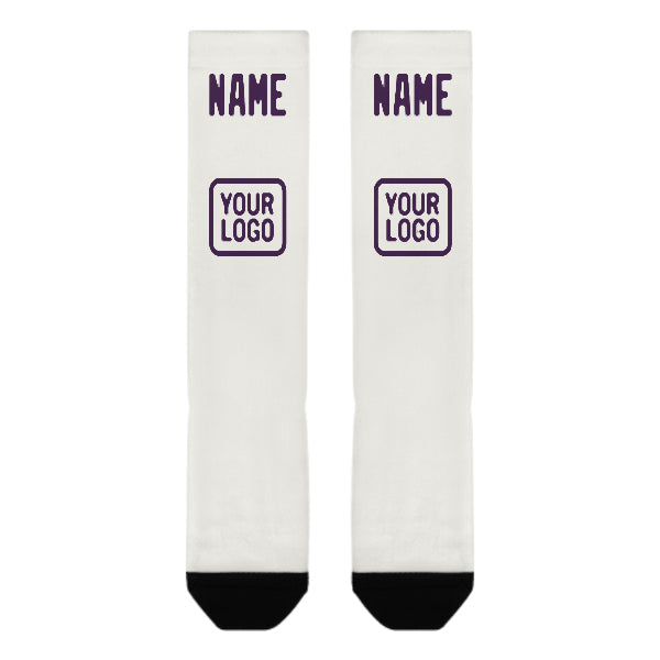 Custom White Purple Knee-High Sock