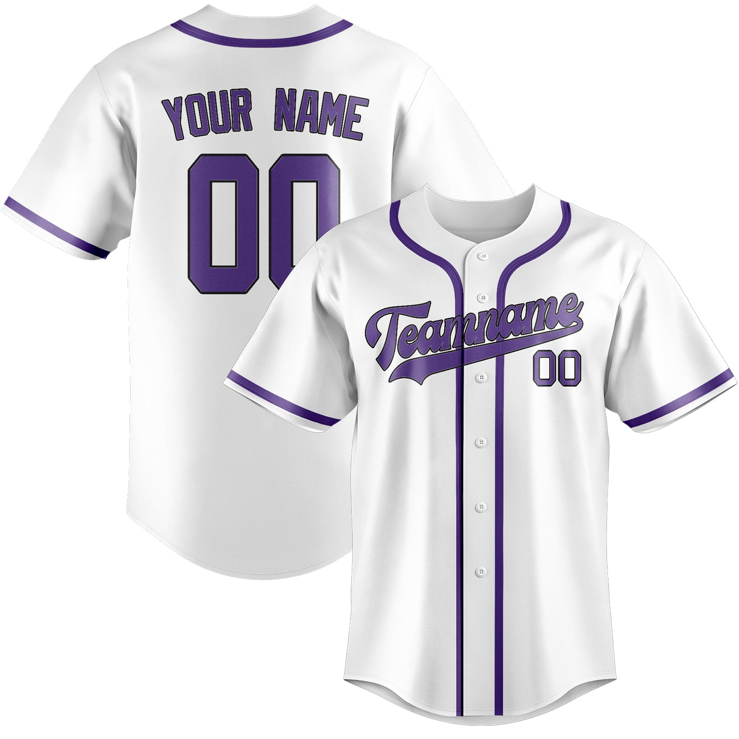 Custom White Light Purple Baseball Jersey