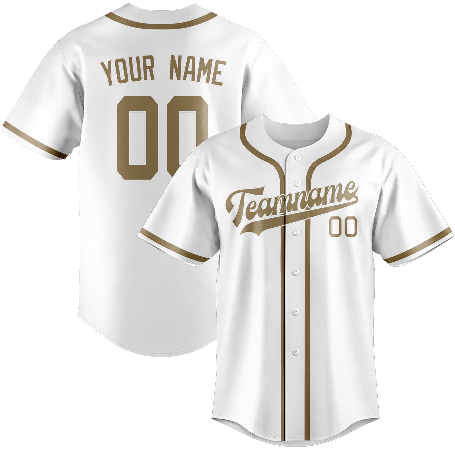 Custom White Light Khaki Baseball Jersey
