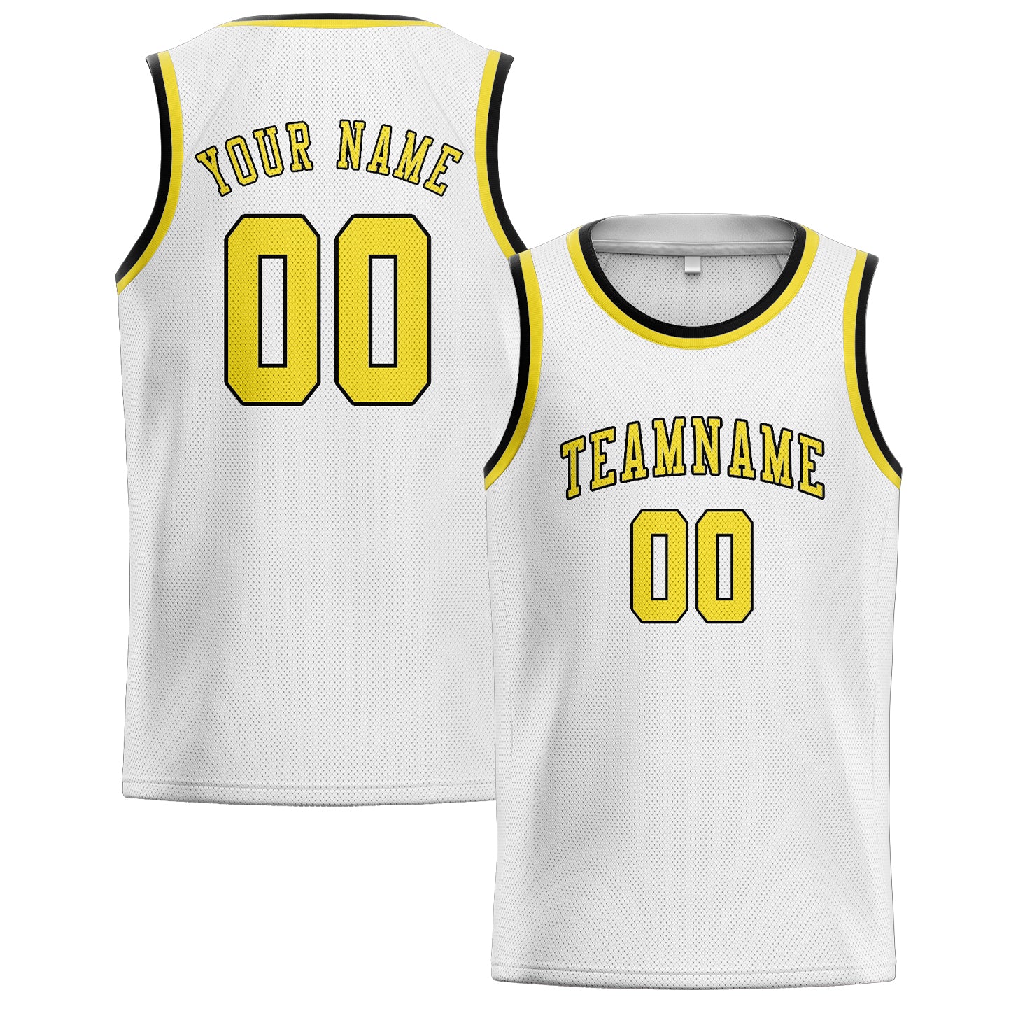 Custom White Light Yellow Basketball Jersey