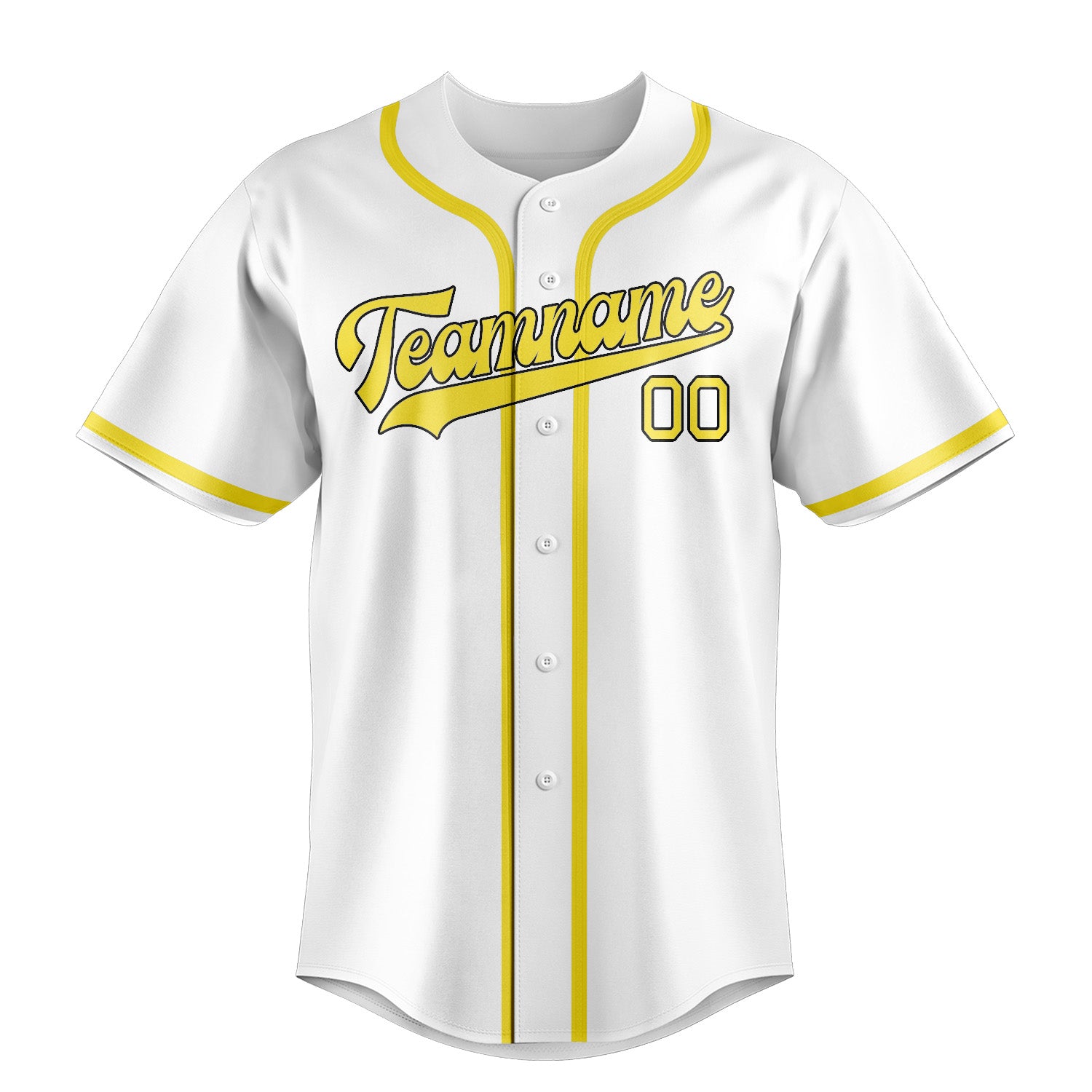 Custom White Light Yellow Baseball Jersey