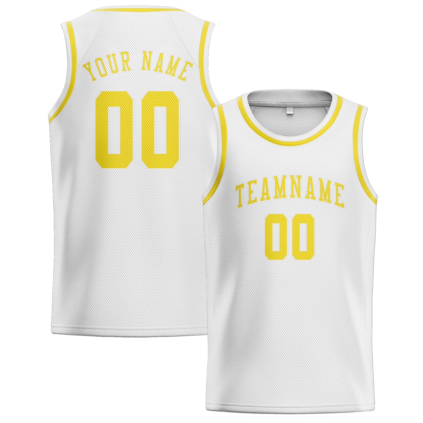 Custom White Light Yellow Basketball Jersey