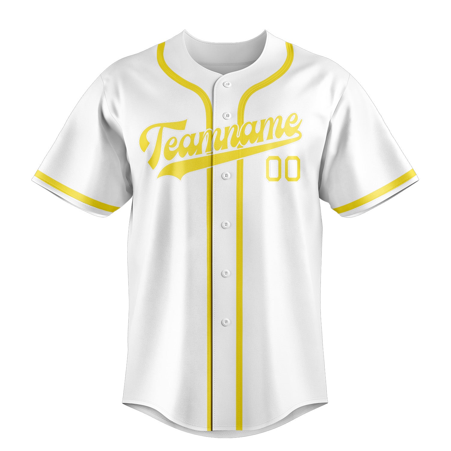 Custom White Light Yellow Baseball Jersey