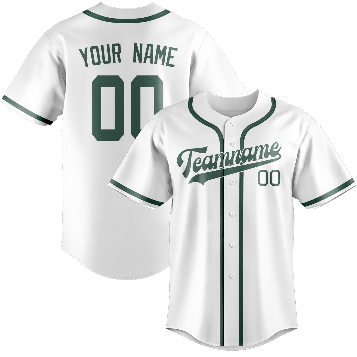 Custom White Blue Green Baseball Jersey
