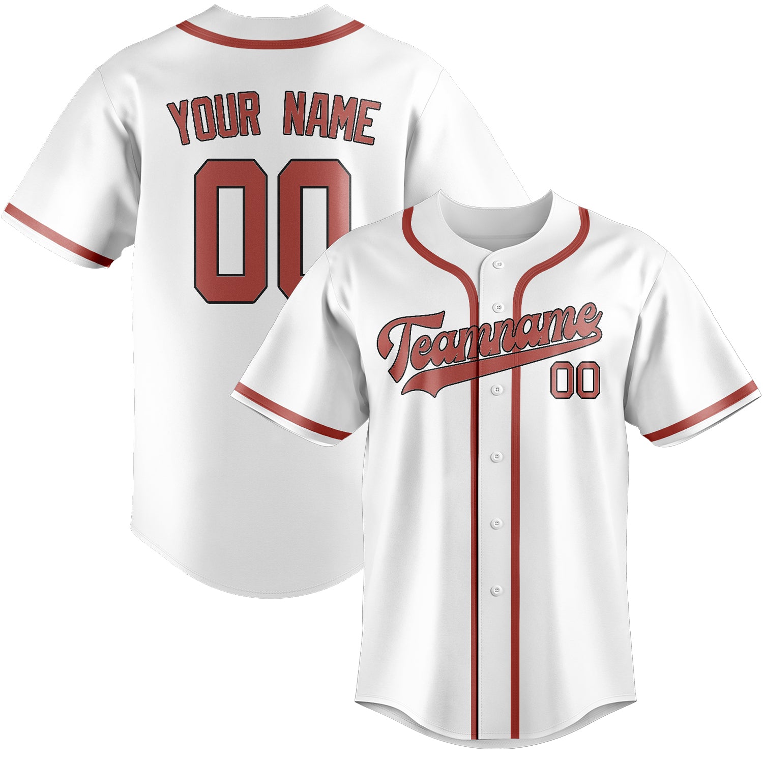 Custom White Copper Rose Baseball Jersey