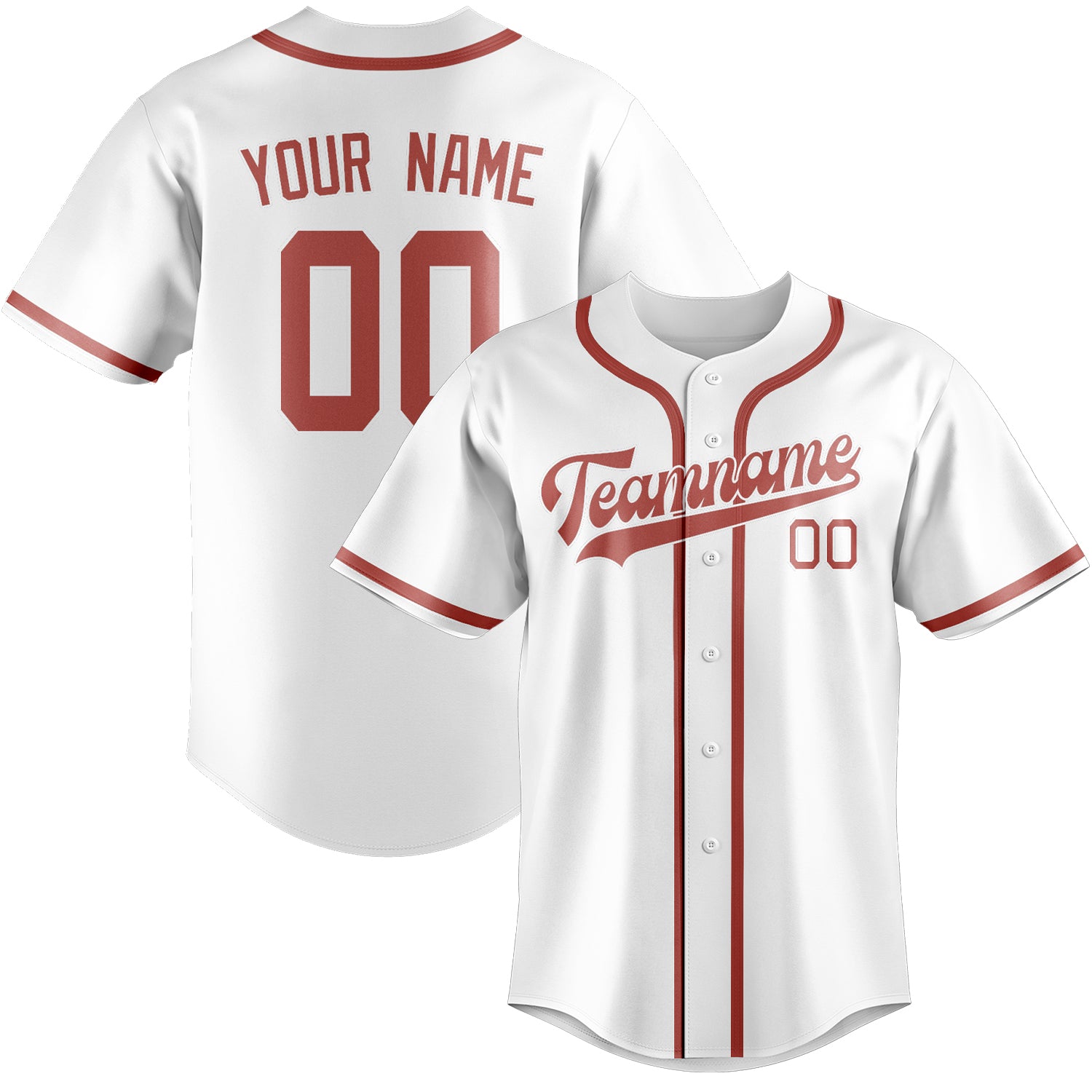 Custom White Copper Rose Baseball Jersey
