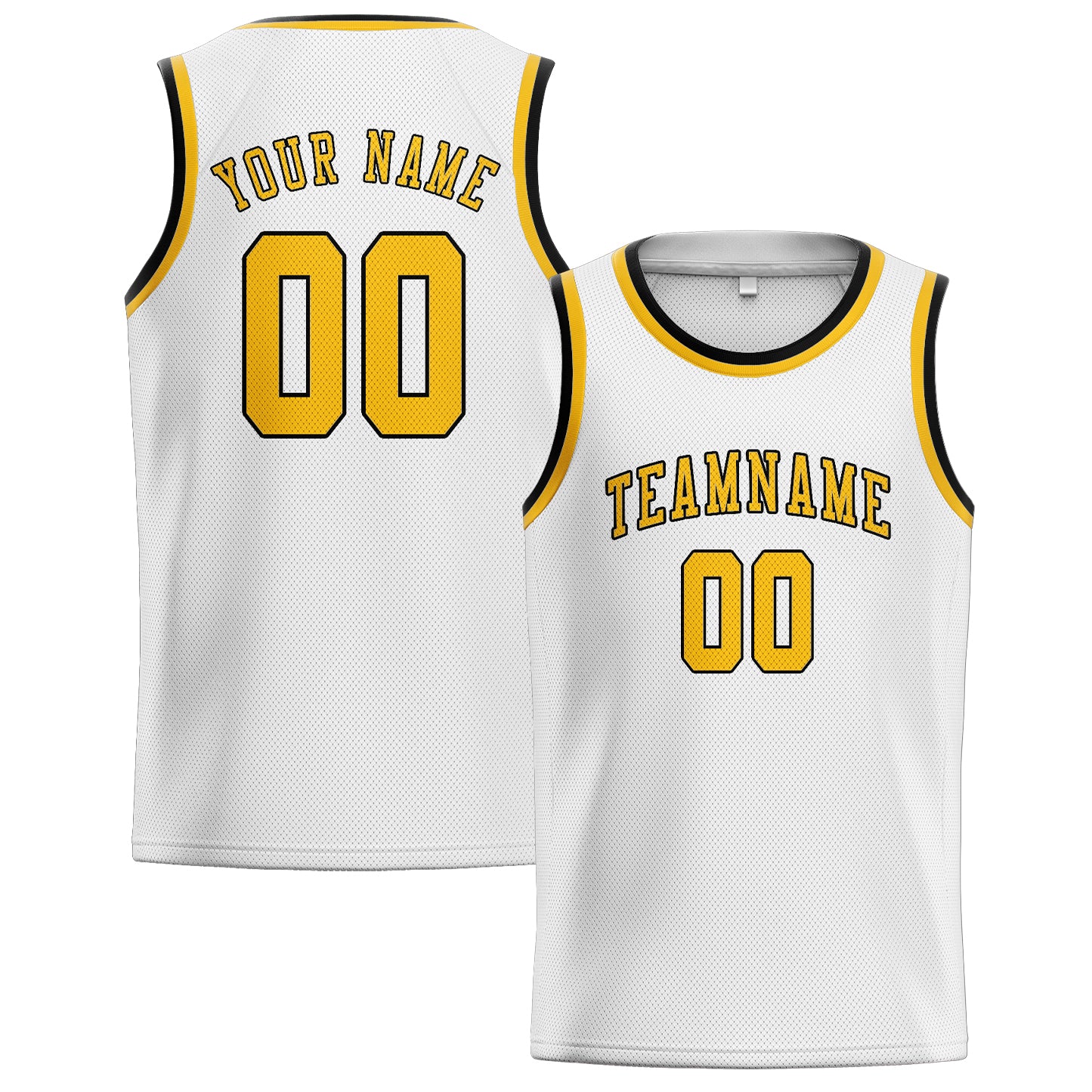 Custom White Gold Basketball Jersey