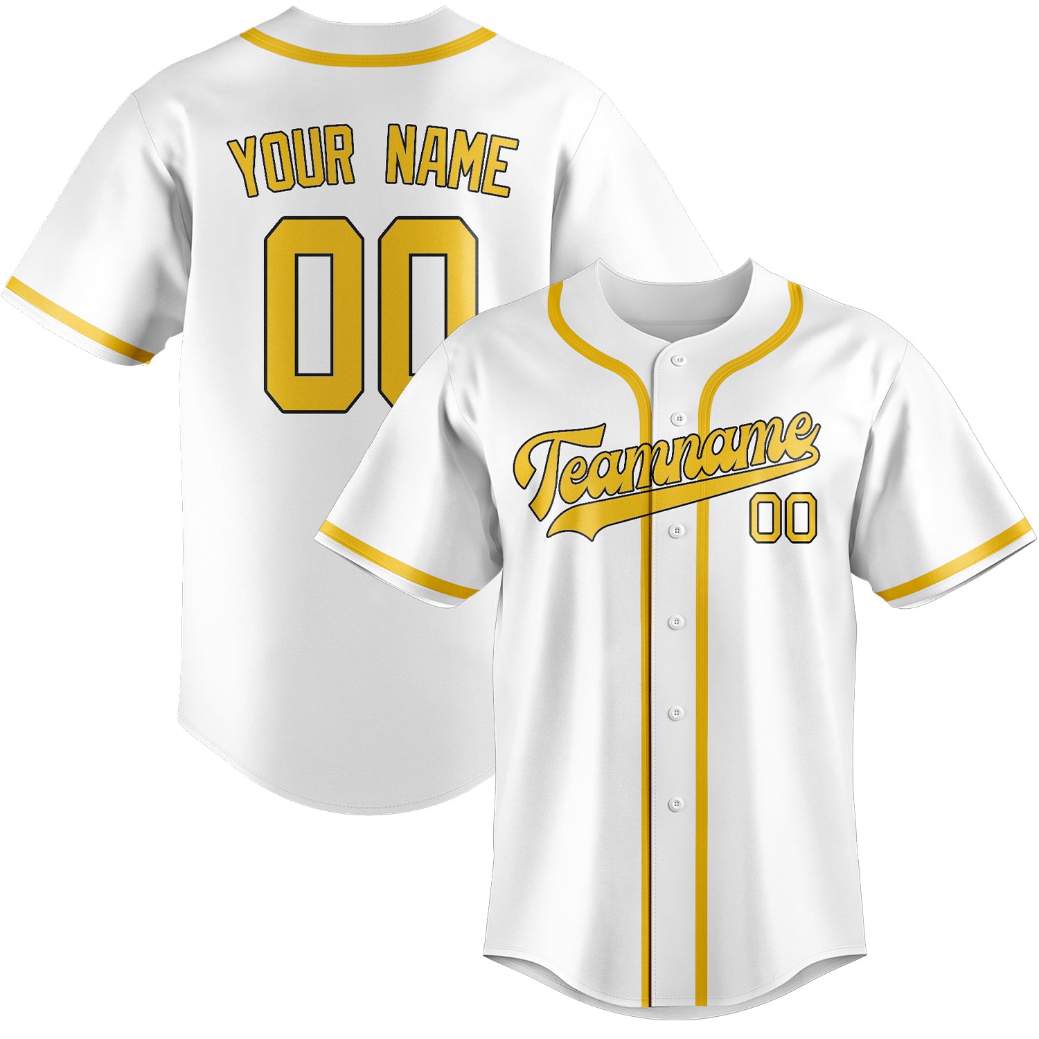 Custom White Gold Baseball Jersey