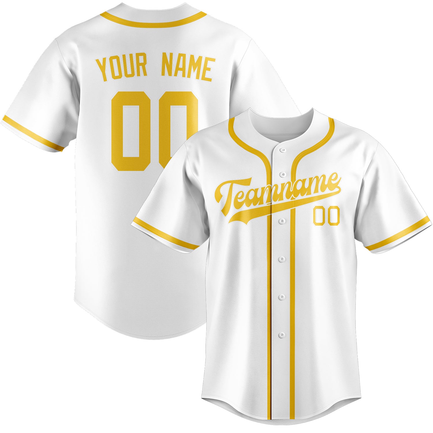 Custom White Gold Baseball Jersey