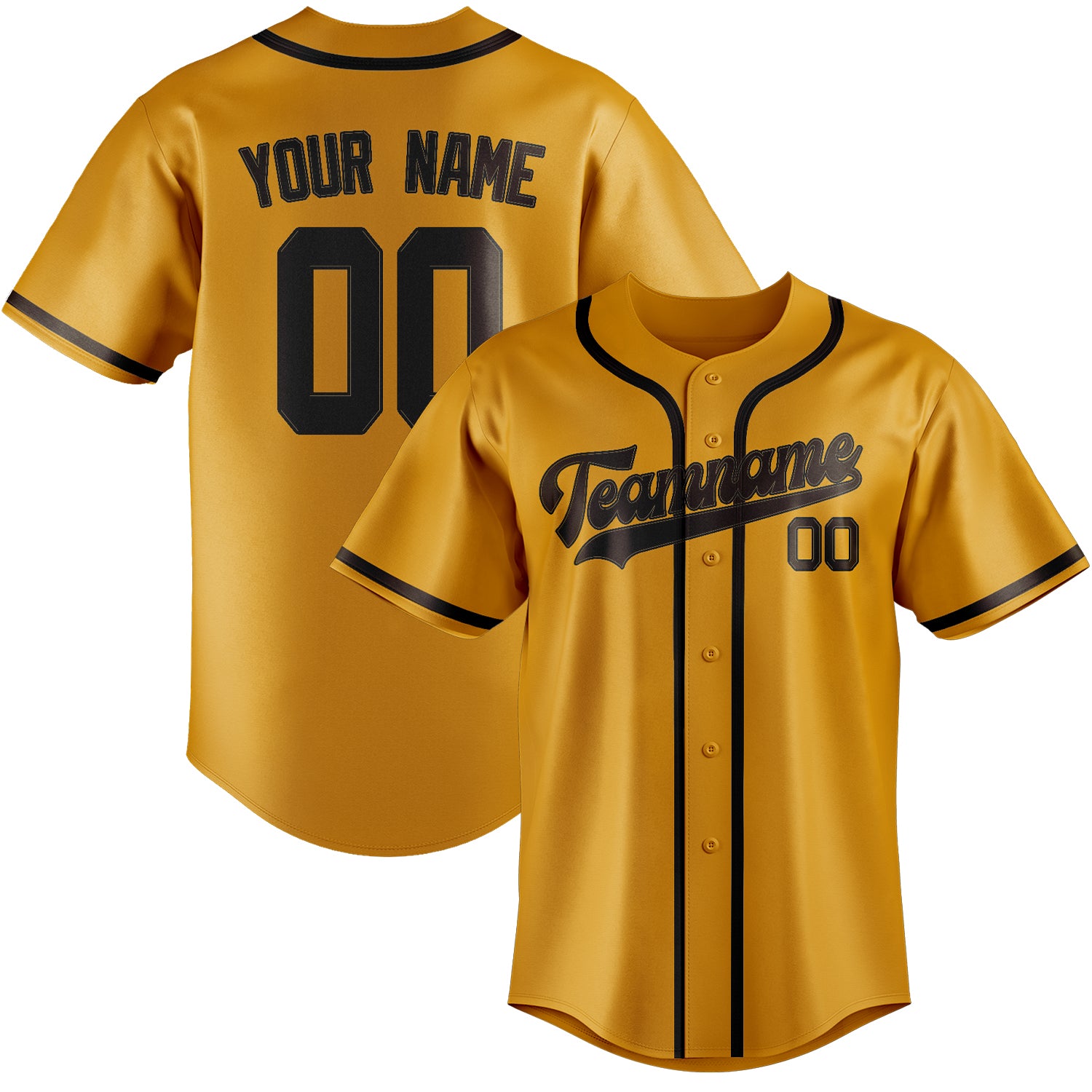 Custom Yellow Brown Baseball Jersey