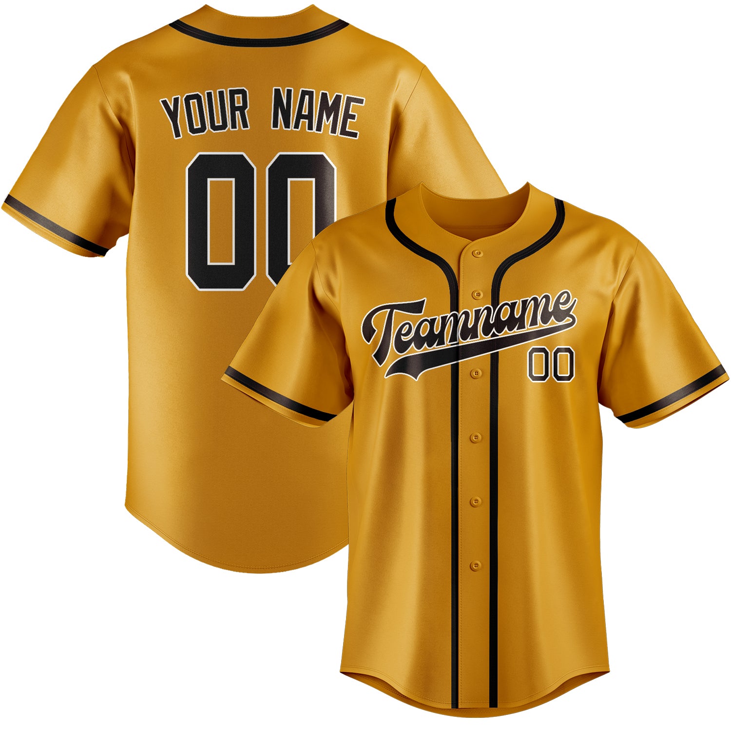 Custom Yellow Brown Baseball Jersey