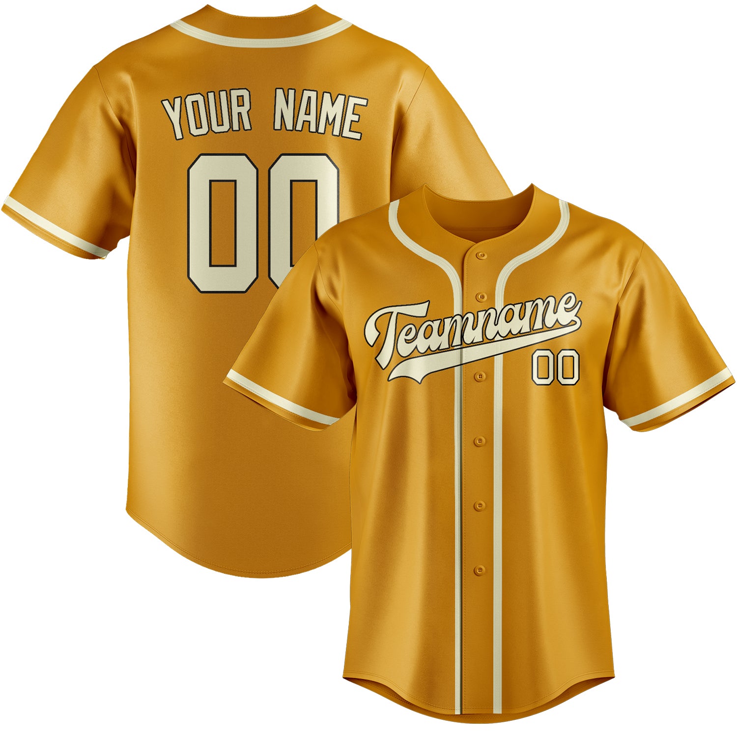 Custom Yellow Cream Baseball Jersey