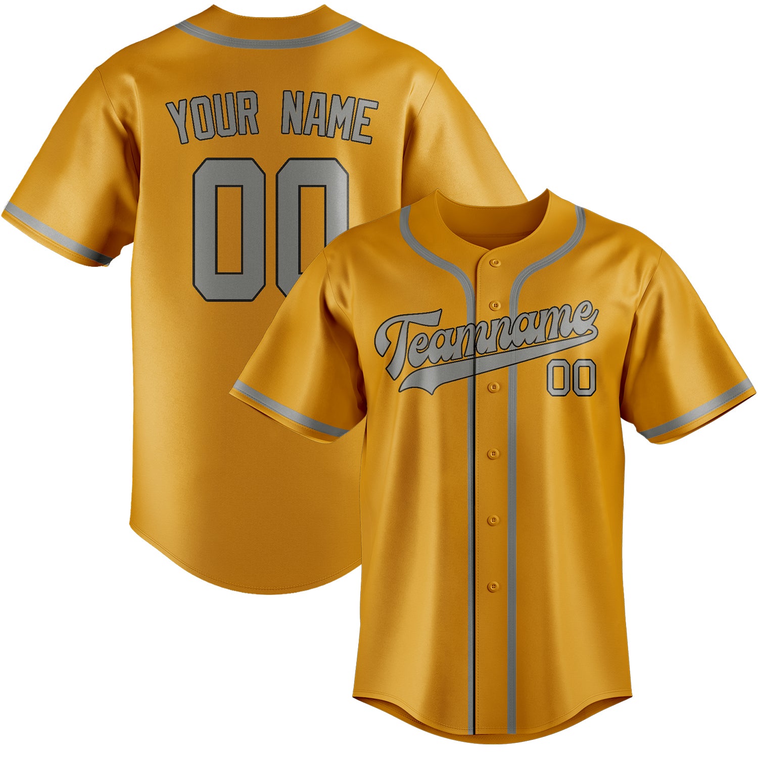 Custom Yellow Gray Baseball Jersey