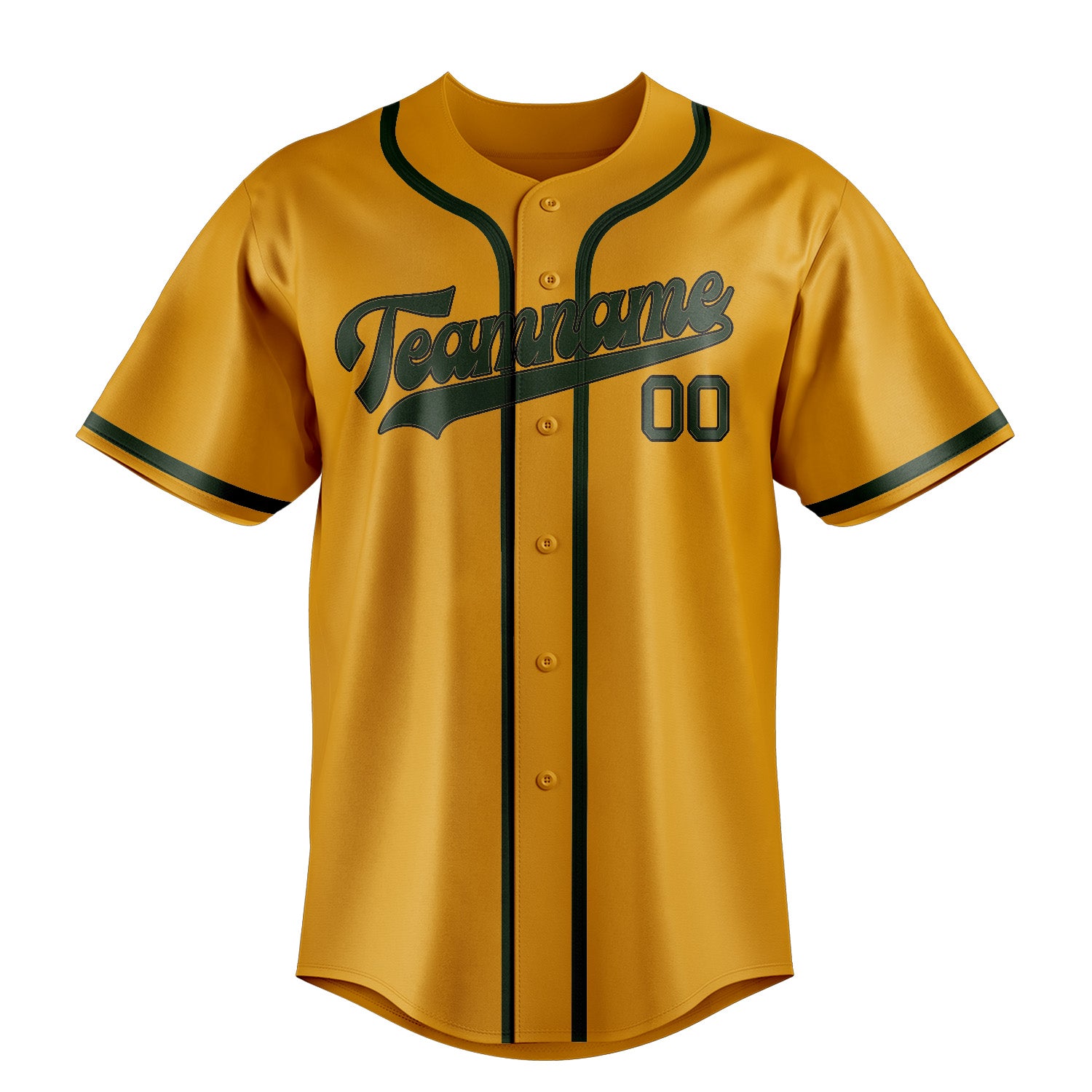 Custom Yellow Dark Green Baseball Jersey