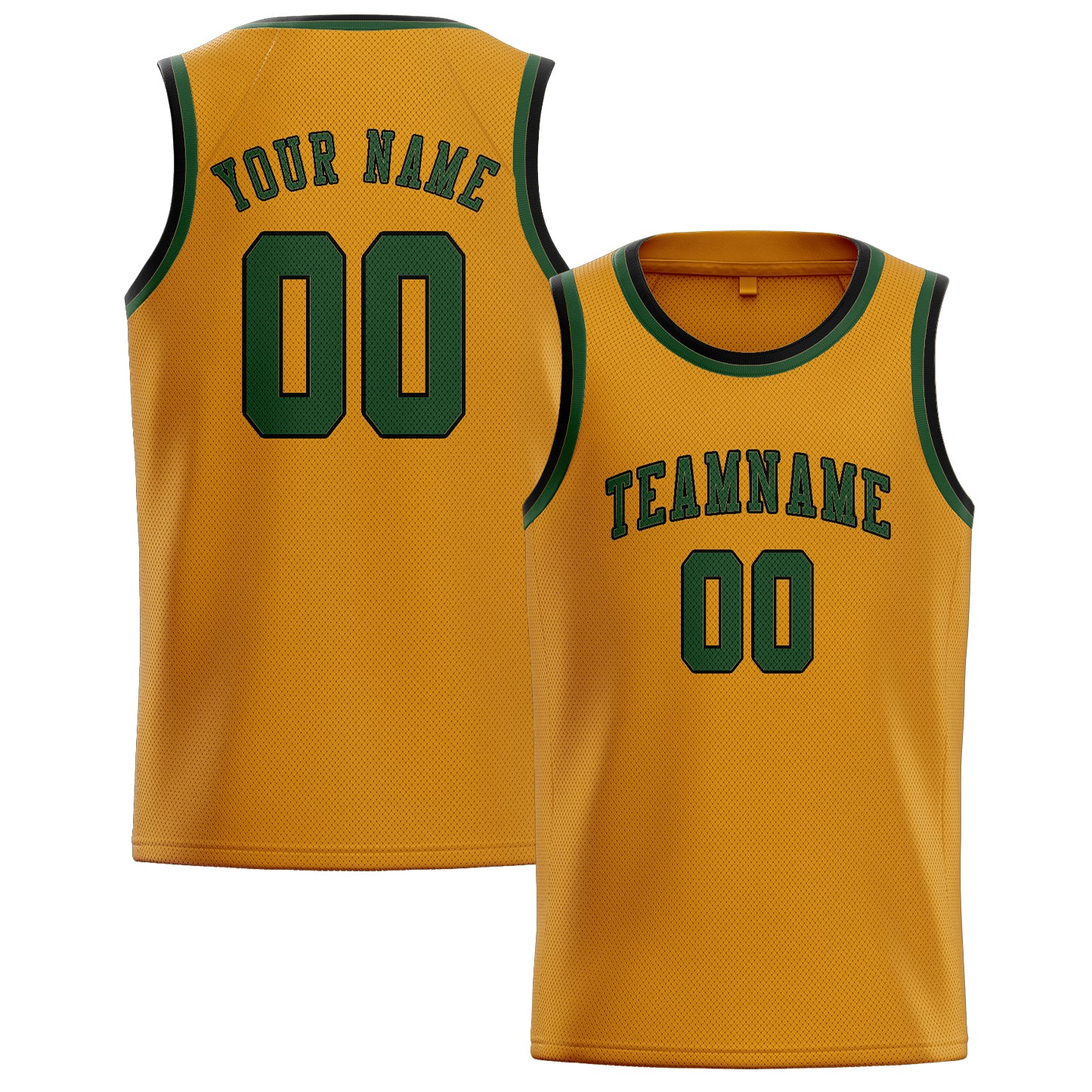 Custom Yellow Dark Green Basketball Jersey
