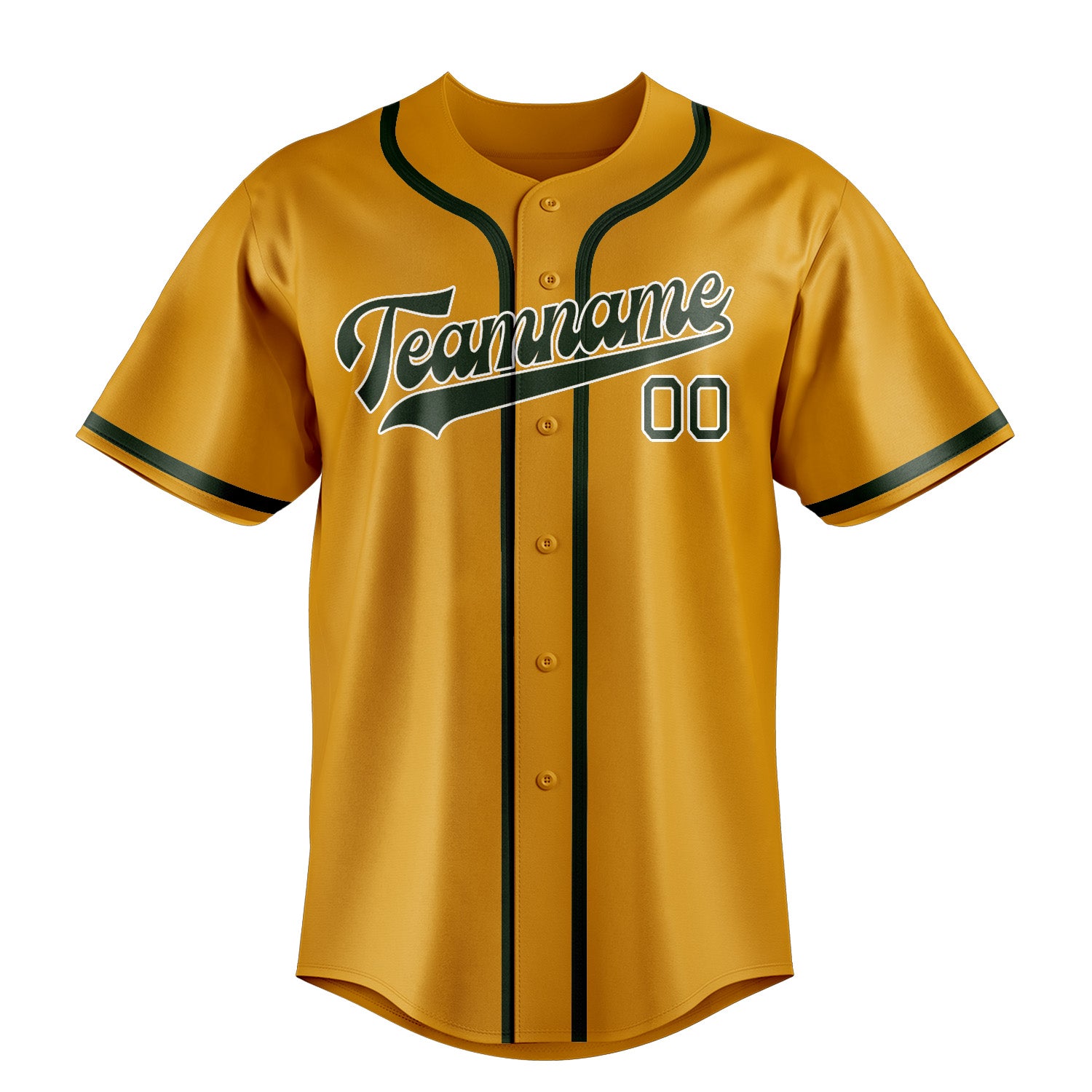 Custom Yellow Dark Green Baseball Jersey
