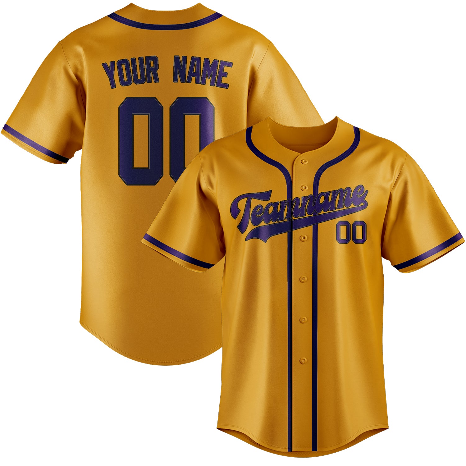 Custom Yellow Purple Baseball Jersey