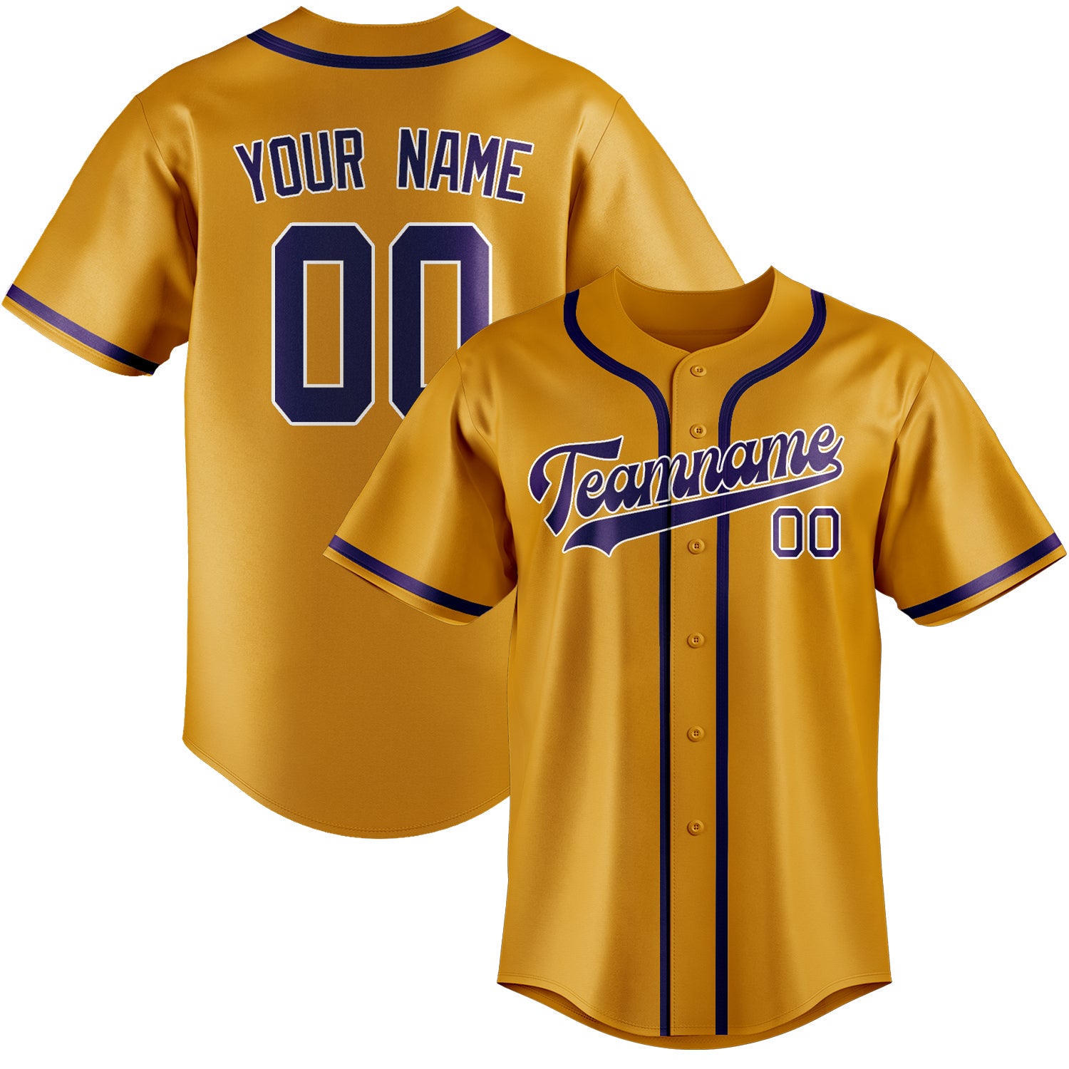 Custom Yellow Purple Baseball Jersey