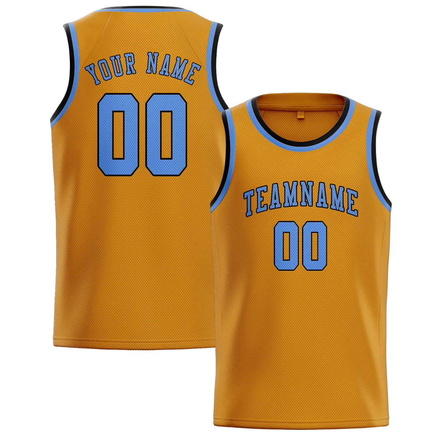 Custom Yellow Light Blue Basketball Jersey