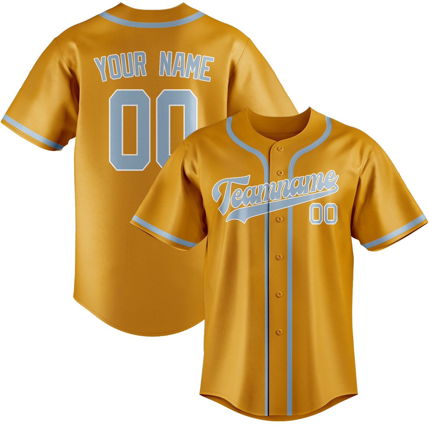 Custom Yellow Light Blue Baseball Jersey
