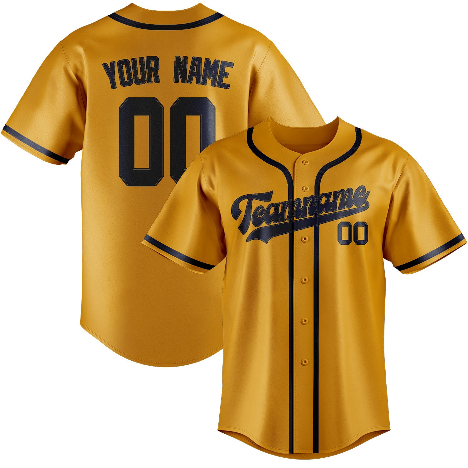 Custom Yellow Navy Baseball Jersey