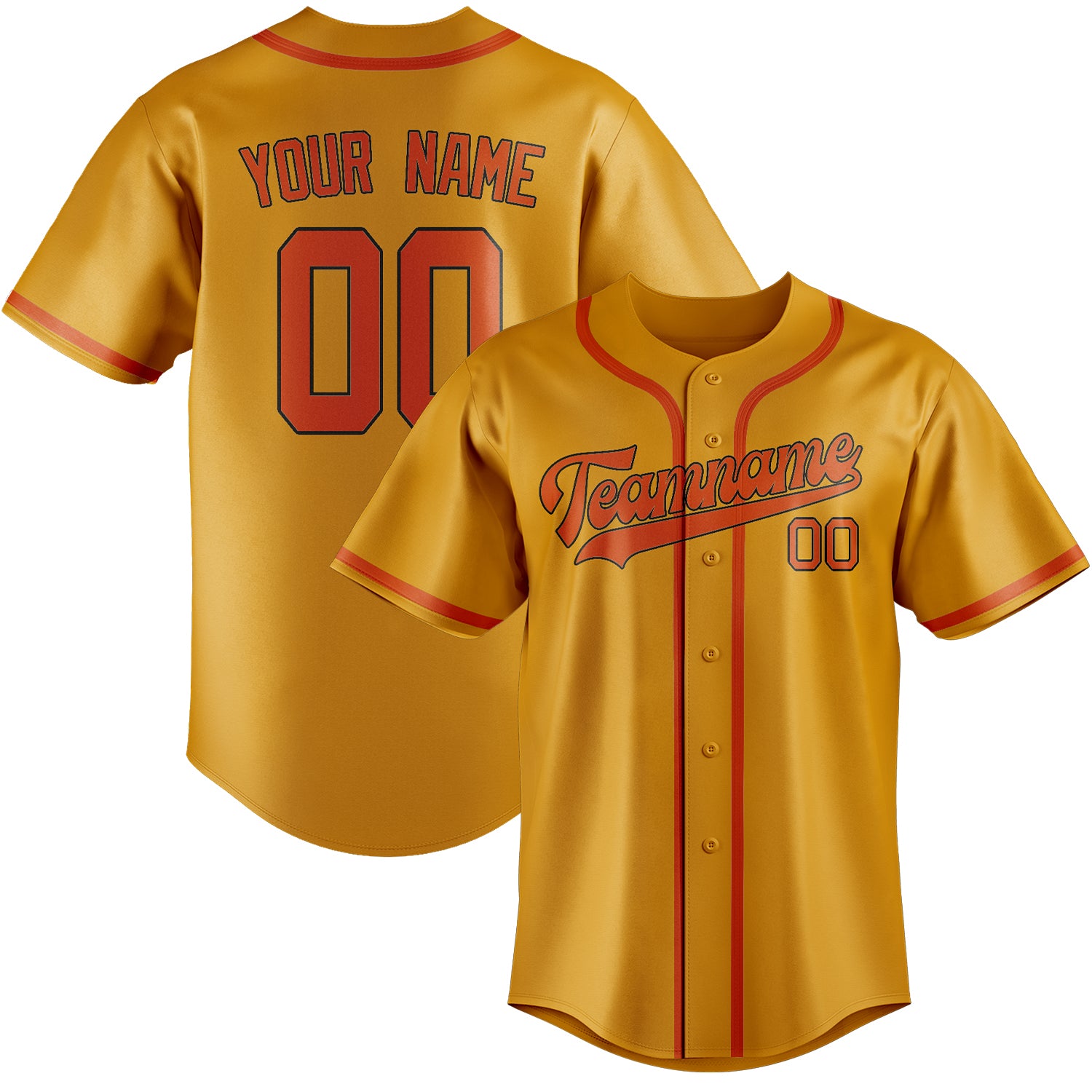 Custom Yellow Orange Red Baseball Jersey