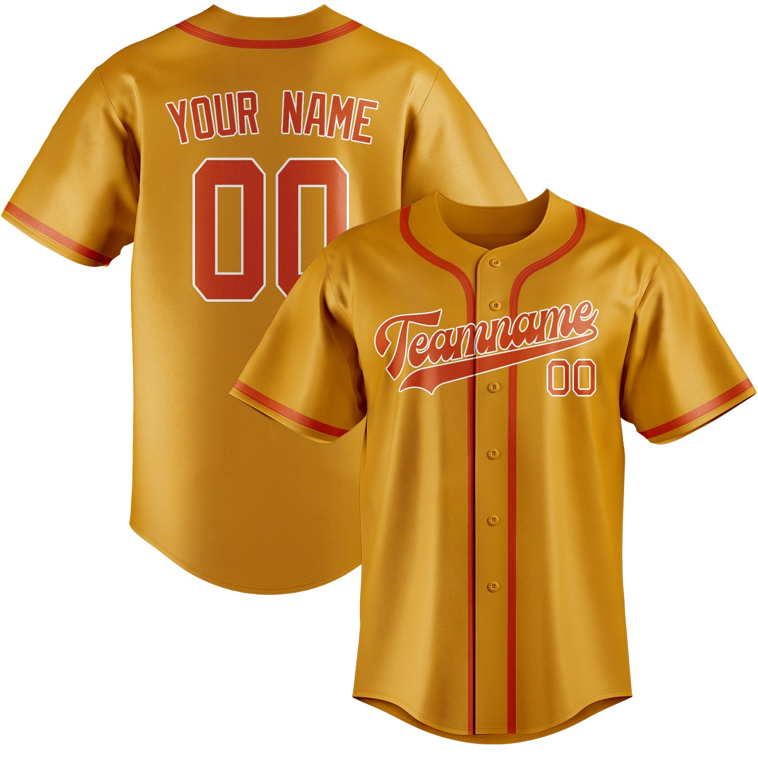 Custom Yellow Orange Red Baseball Jersey