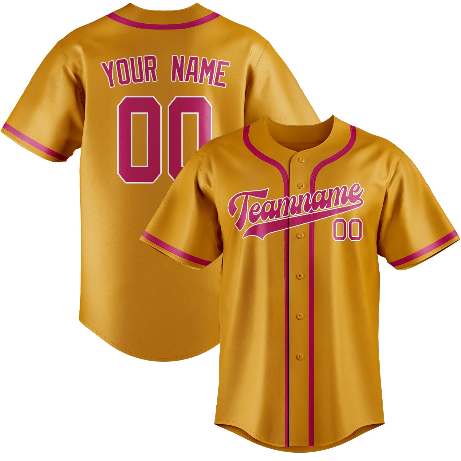 Custom Yellow Pink Baseball Jersey