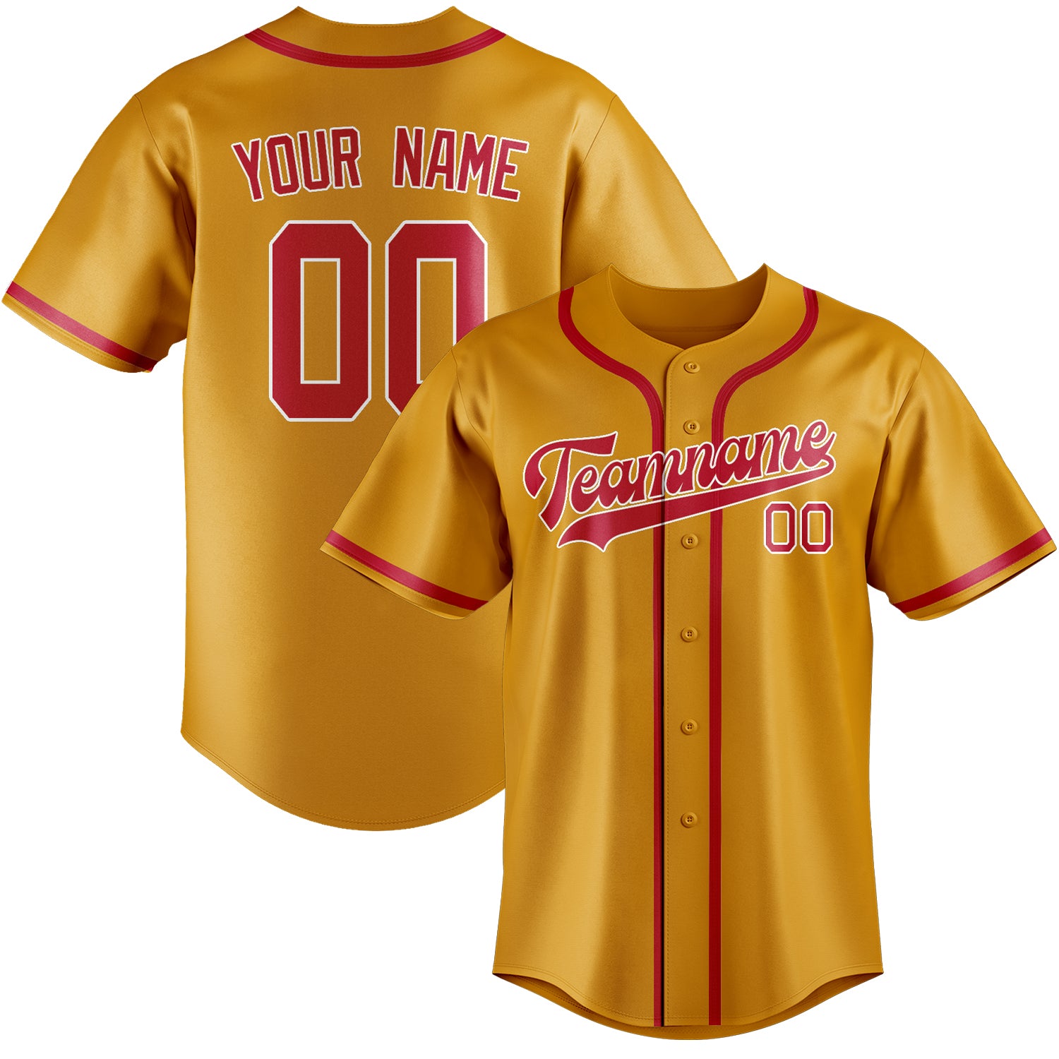 Custom Yellow Red Baseball Jersey