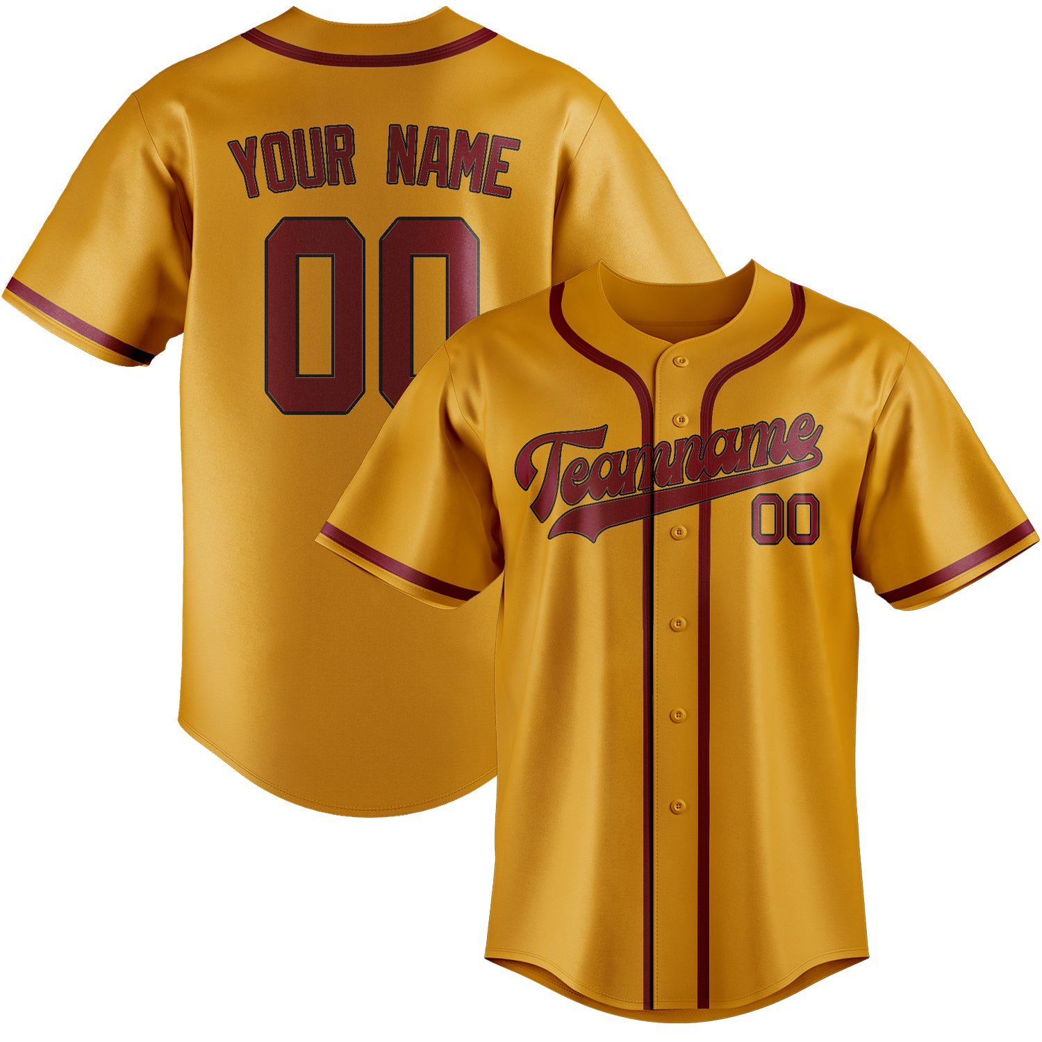 Custom Yellow Crimson Red Baseball Jersey
