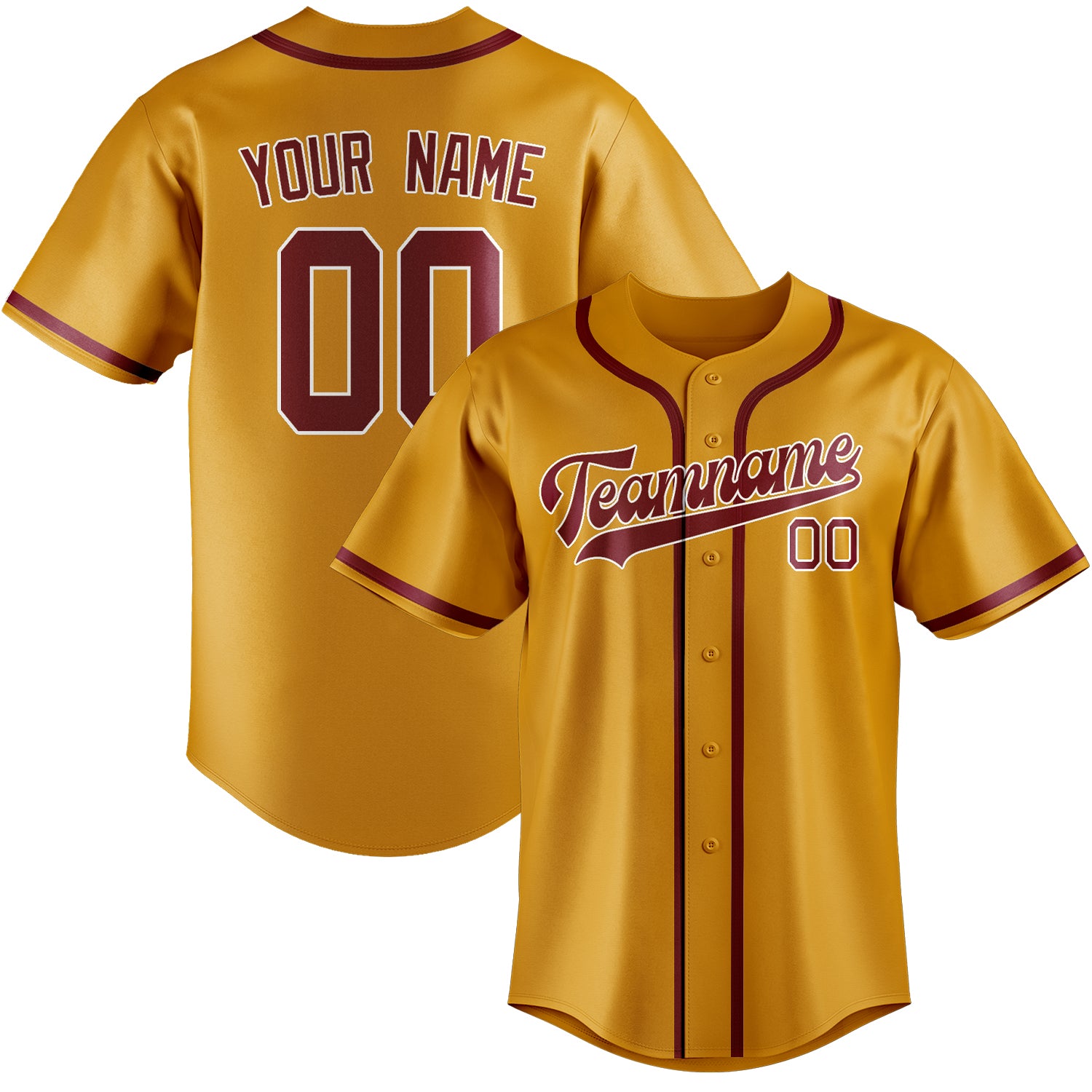 Custom Yellow Crimson Red Baseball Jersey