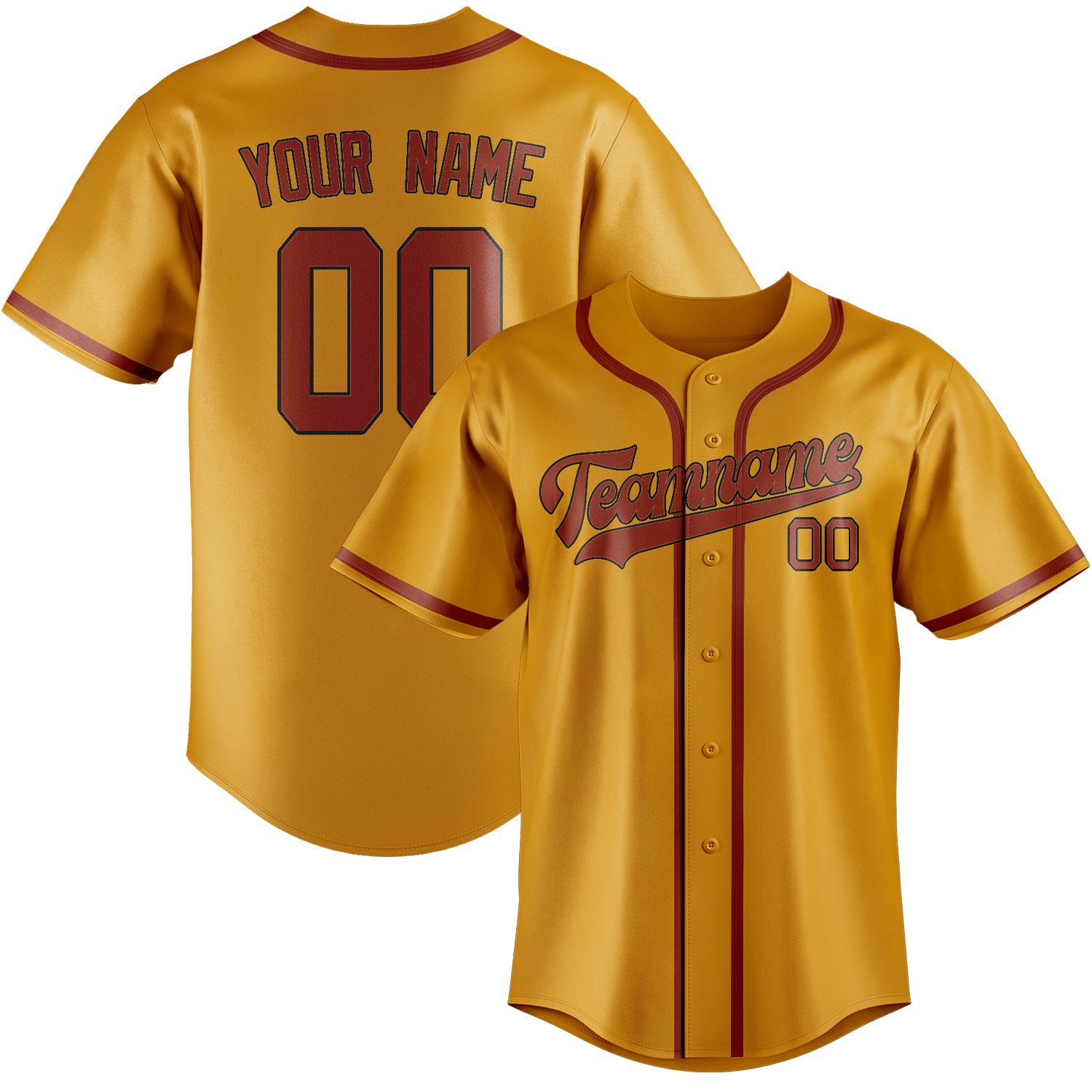 Custom Yellow Coral Red Baseball Jersey