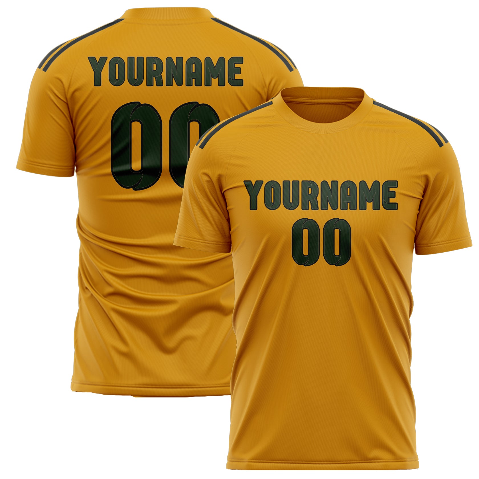 Custom Yellow Dark Green Soccer Jersey