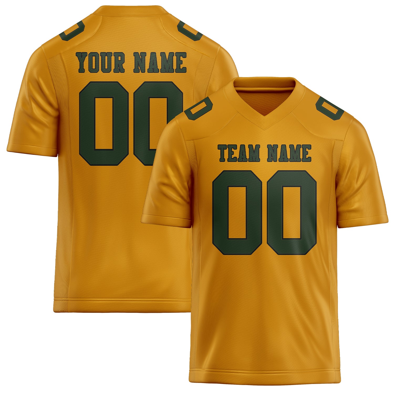 Custom Yellow Dark Green Football Jersey