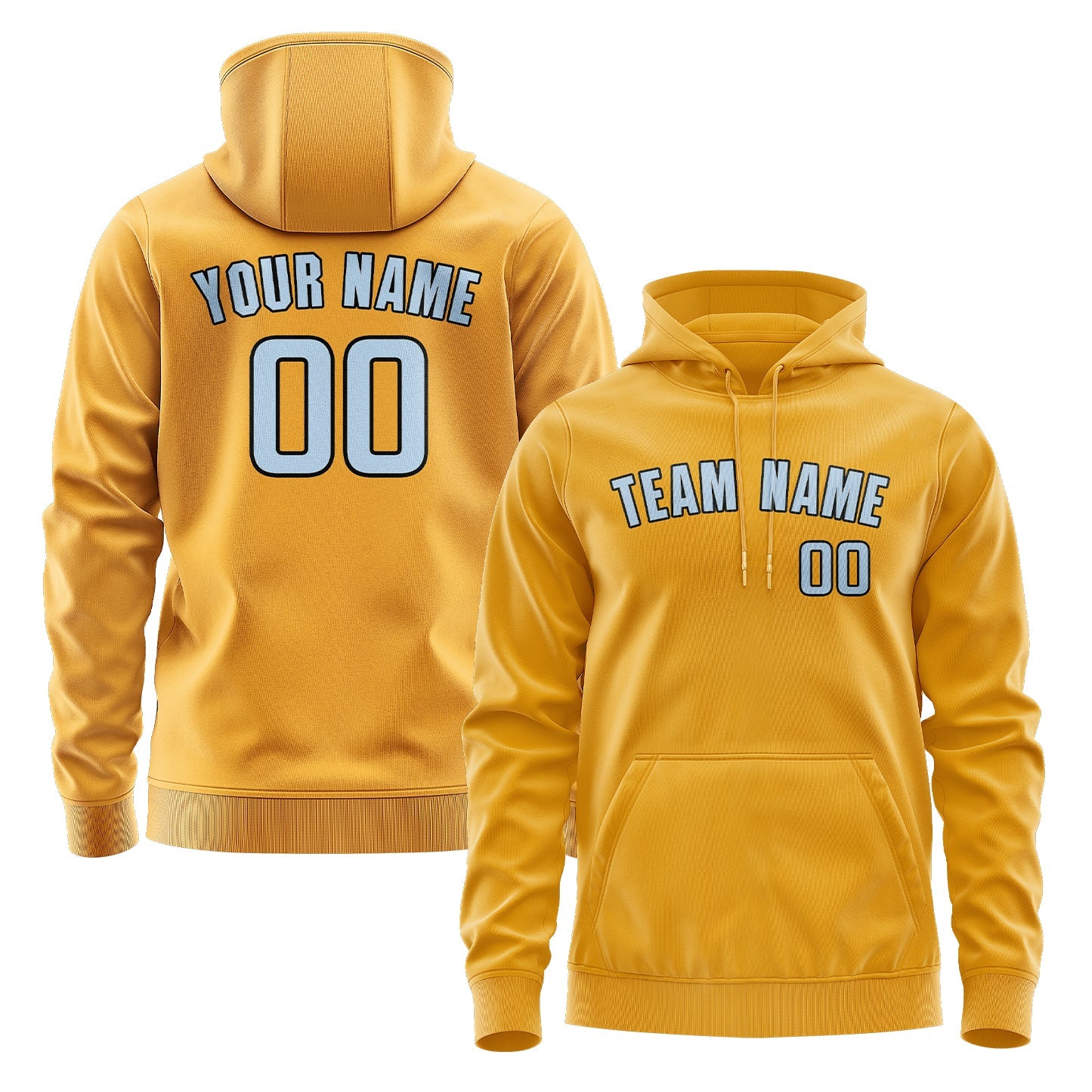 Custom Yellow Light Blue Hoodie