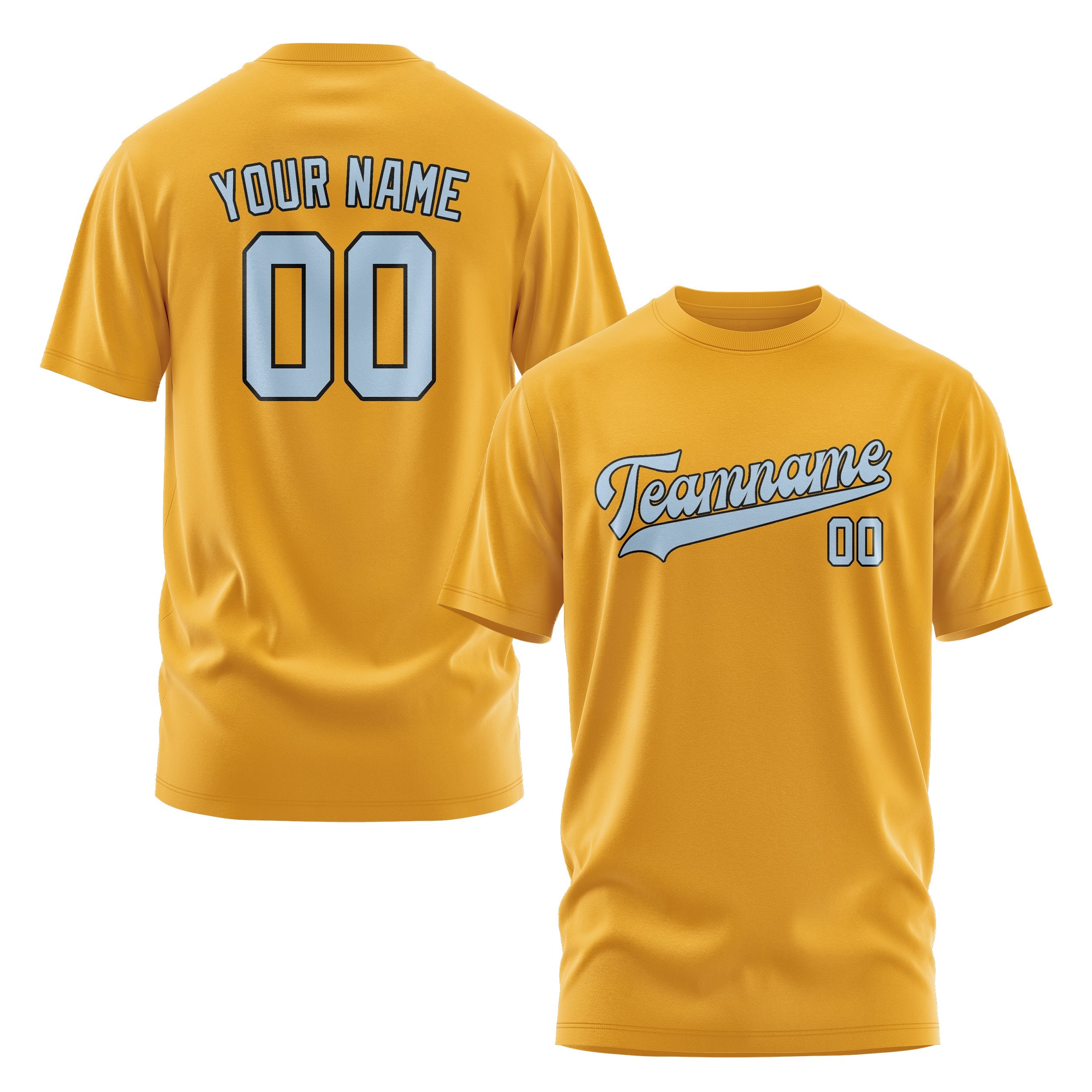 Custom Yellow Light Blue T-Shirt