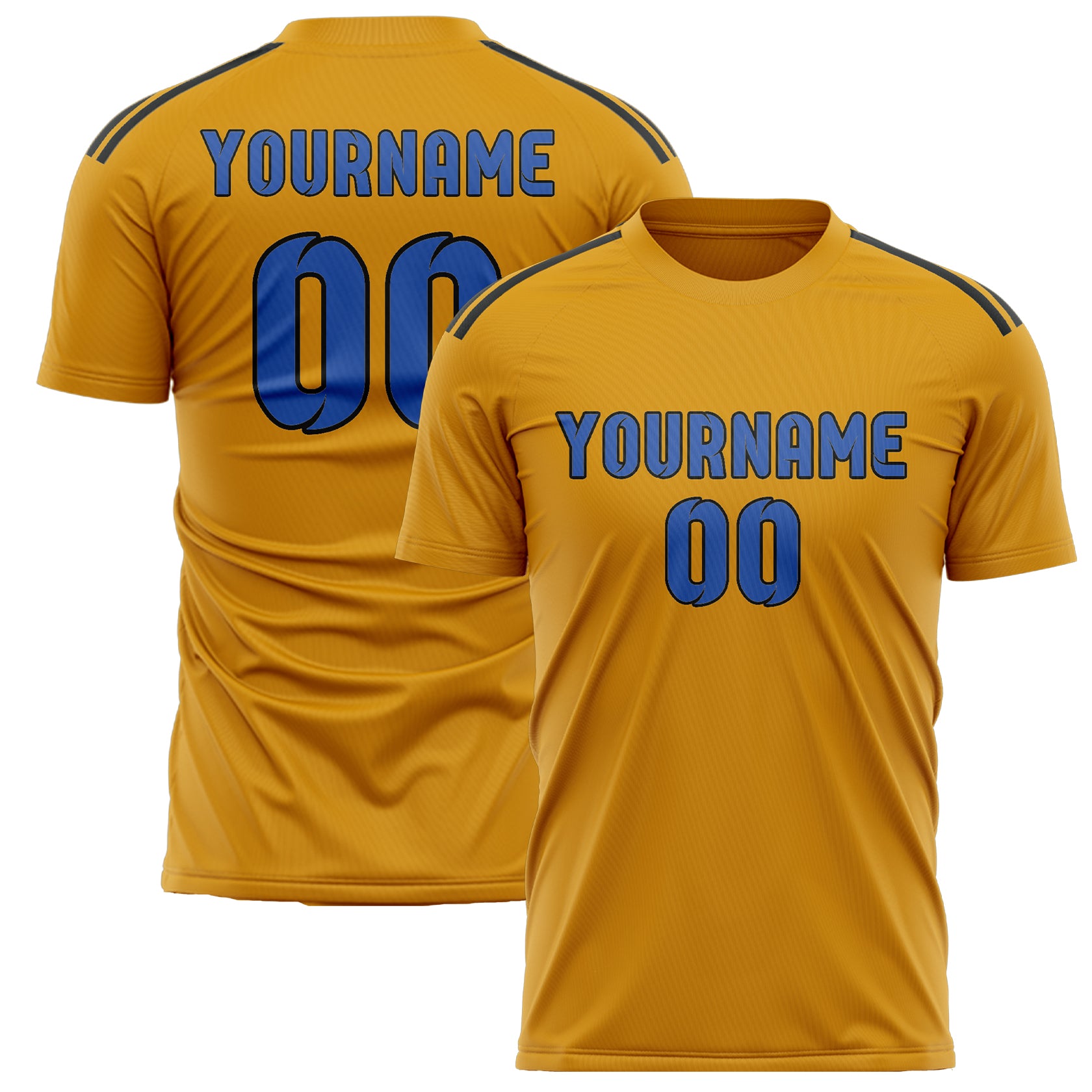 Custom Yellow Sky Blue Soccer Jersey